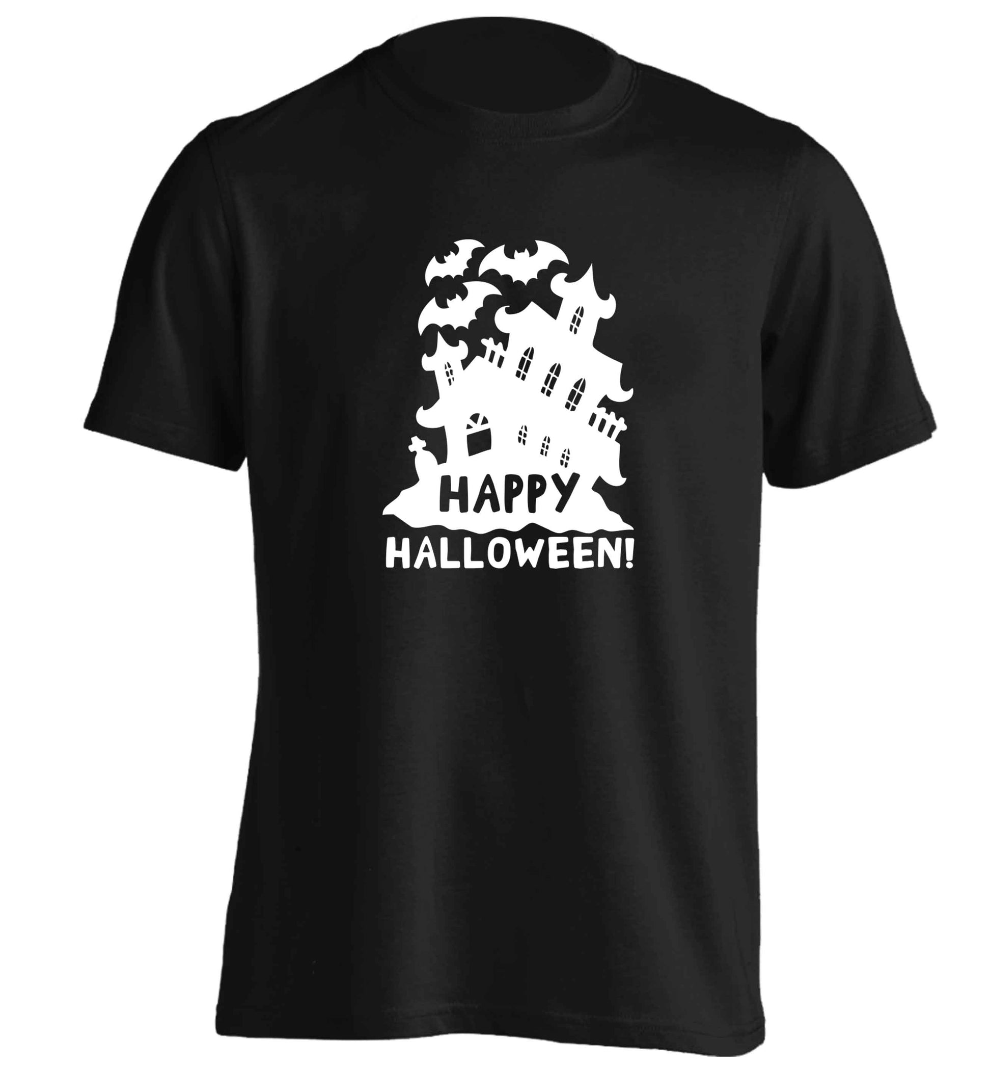Happy halloween - haunted house adults unisex black Tshirt 2XL
