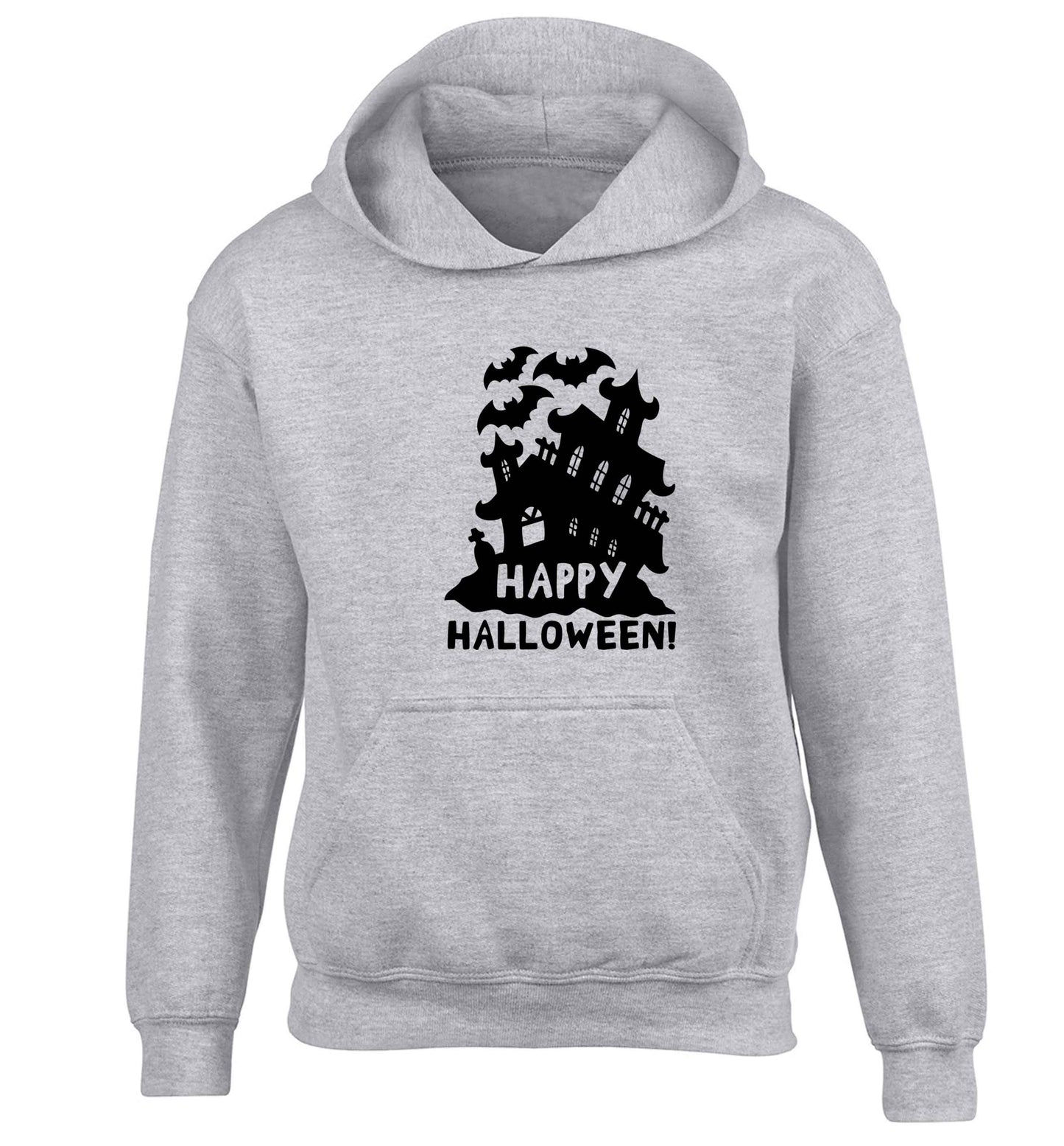 Happy halloween - haunted house children's grey hoodie 12-13 Years