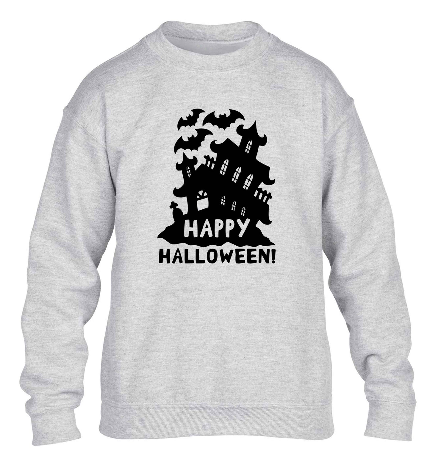 Happy halloween - haunted house children's grey sweater 12-13 Years