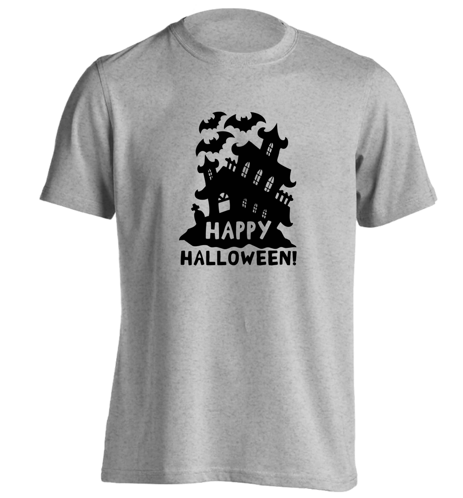 Happy halloween - haunted house adults unisex grey Tshirt 2XL