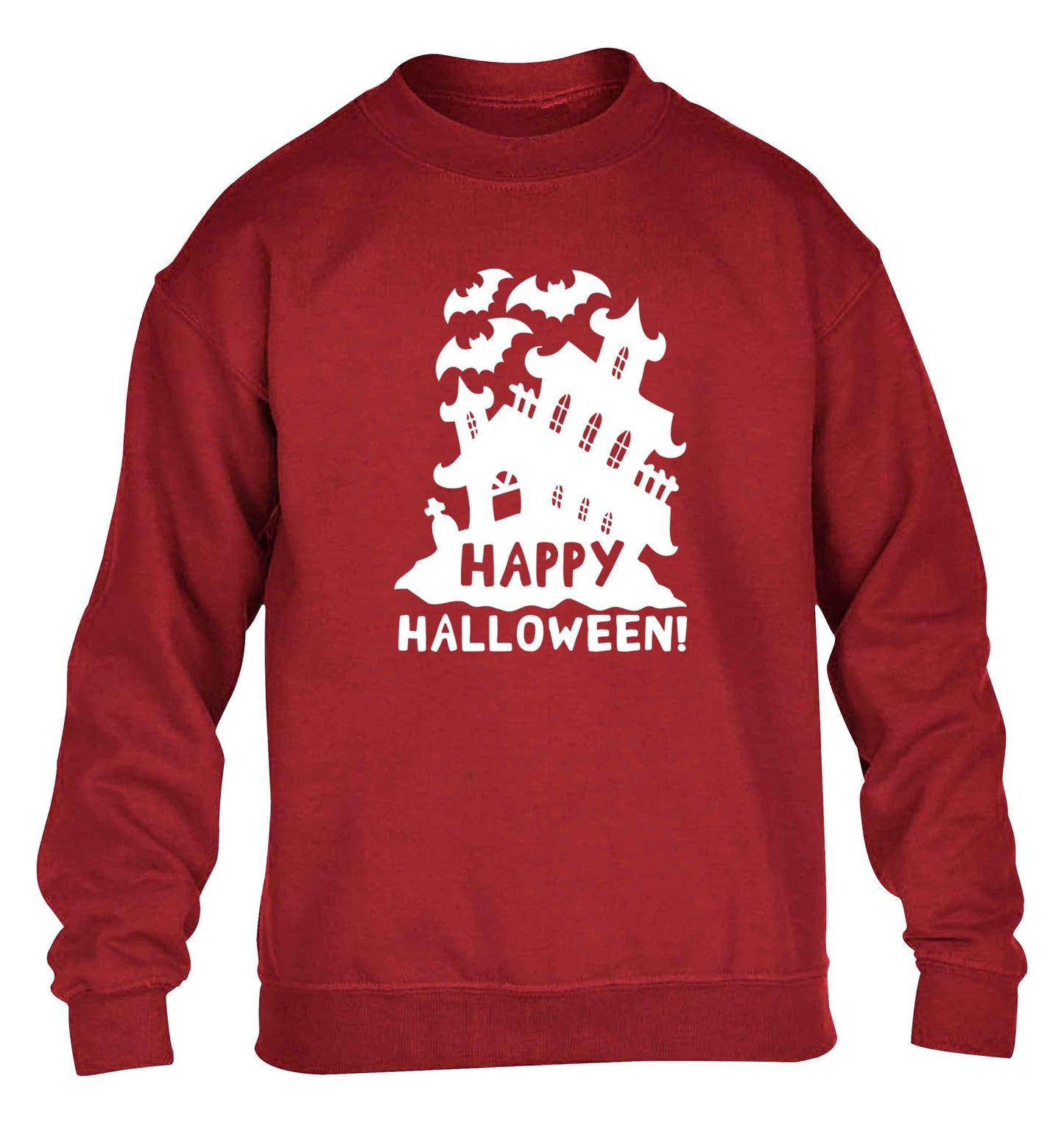 Happy halloween - haunted house children's grey sweater 12-13 Years