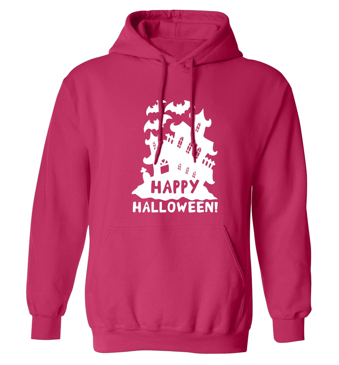 Happy halloween - haunted house adults unisex pink hoodie 2XL