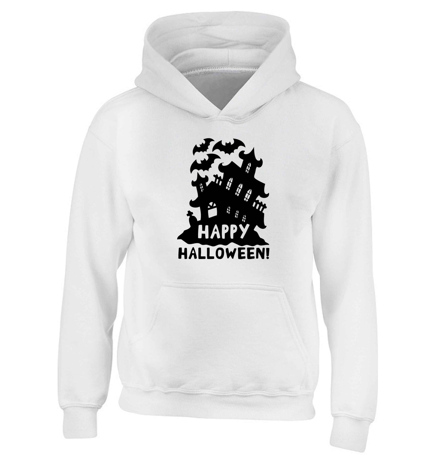 Happy halloween - haunted house children's white hoodie 12-13 Years