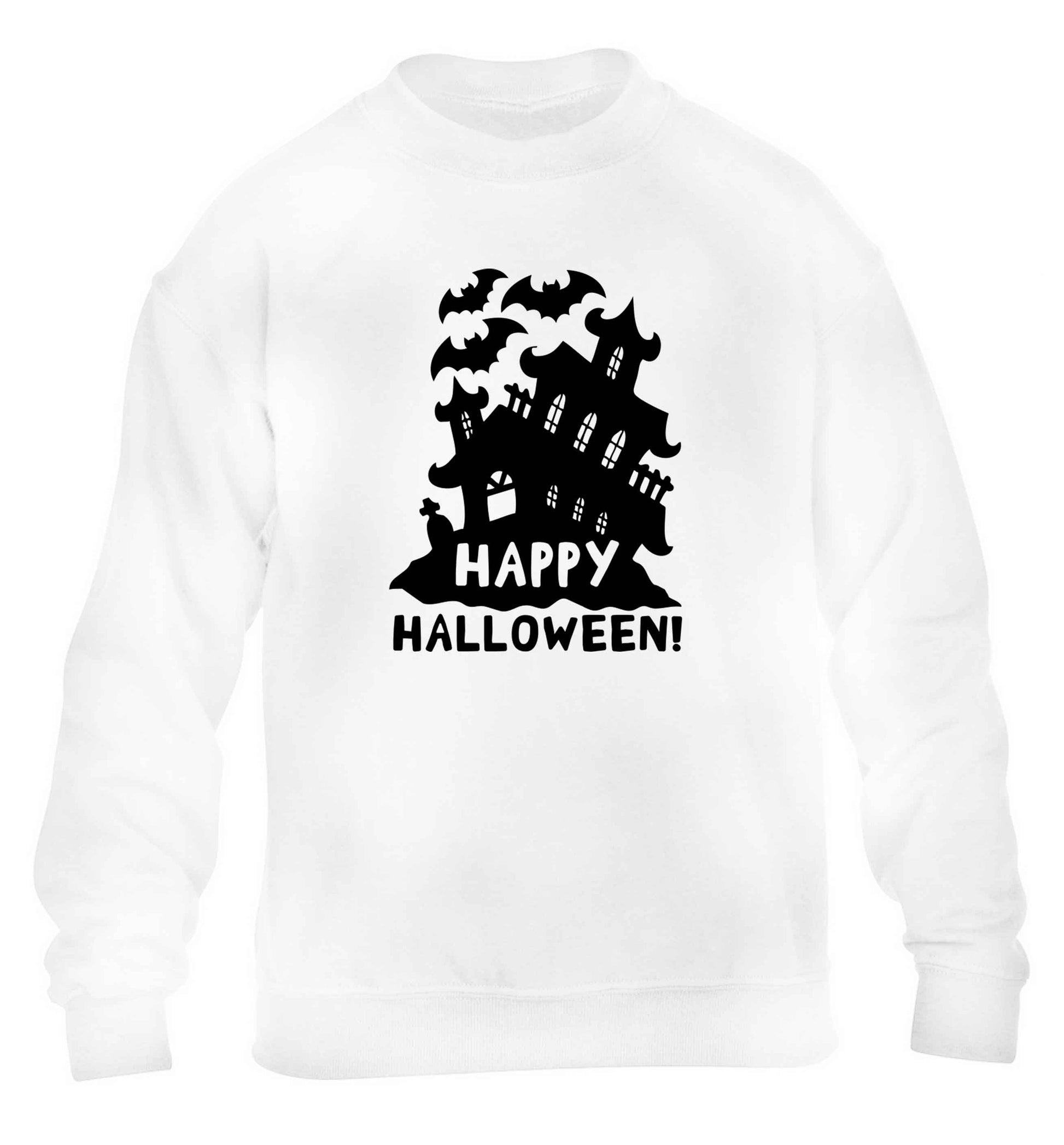 Happy halloween - haunted house children's white sweater 12-13 Years