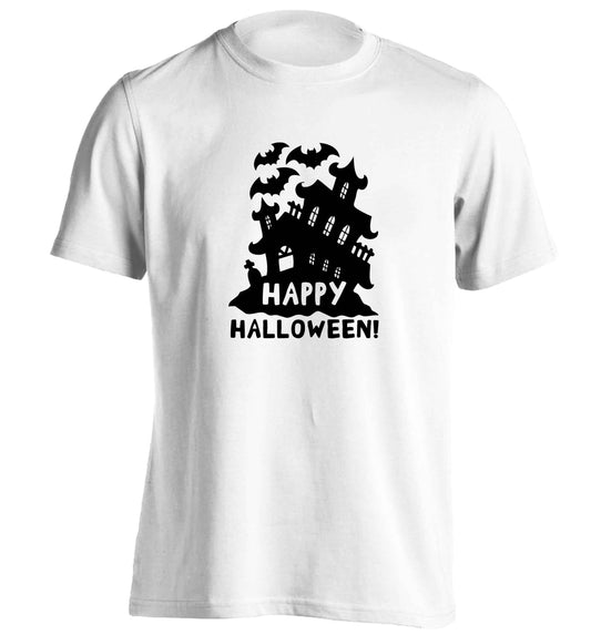 Happy halloween - haunted house adults unisex white Tshirt 2XL