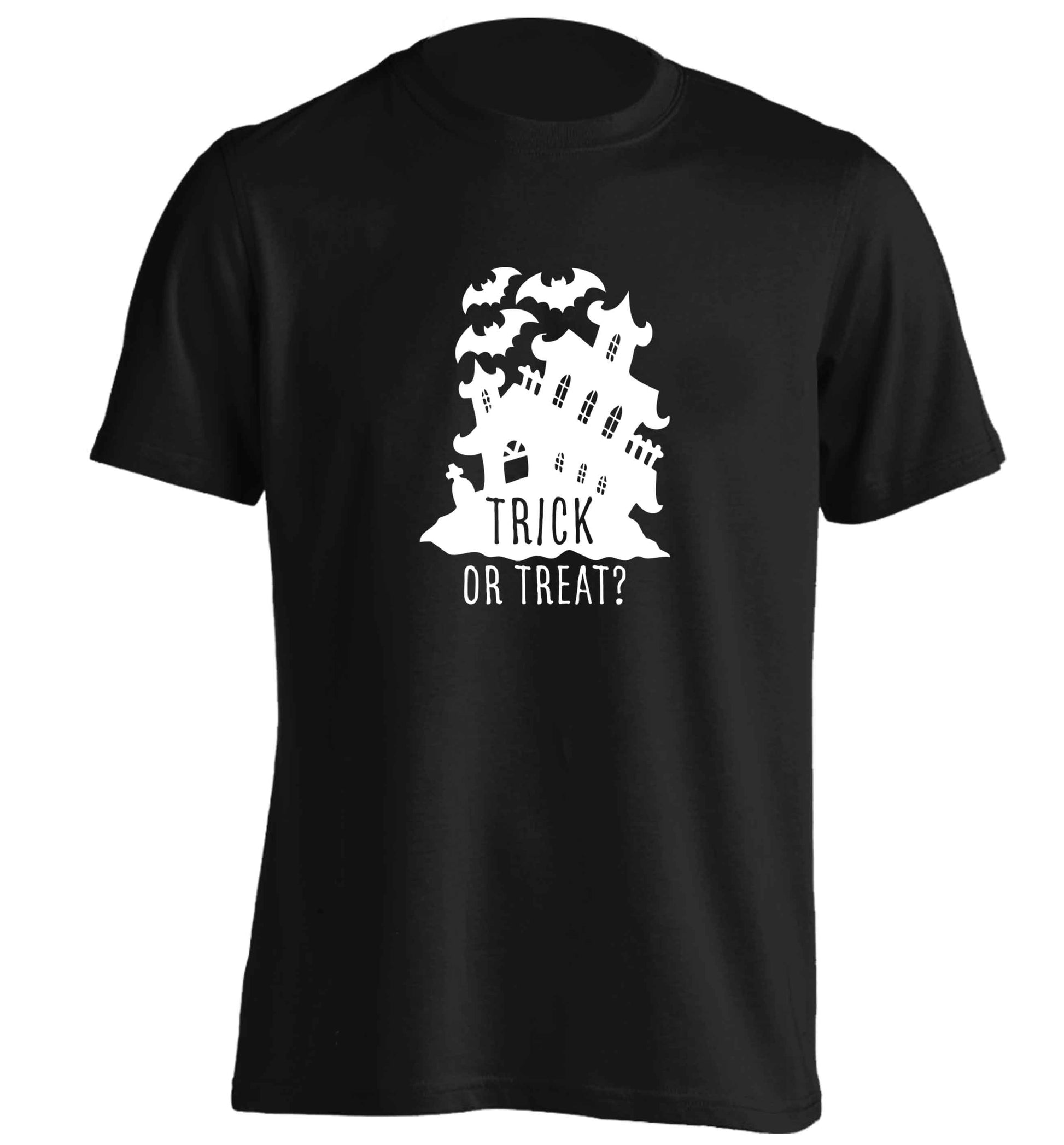 Trick or treat - haunted house adults unisex black Tshirt 2XL