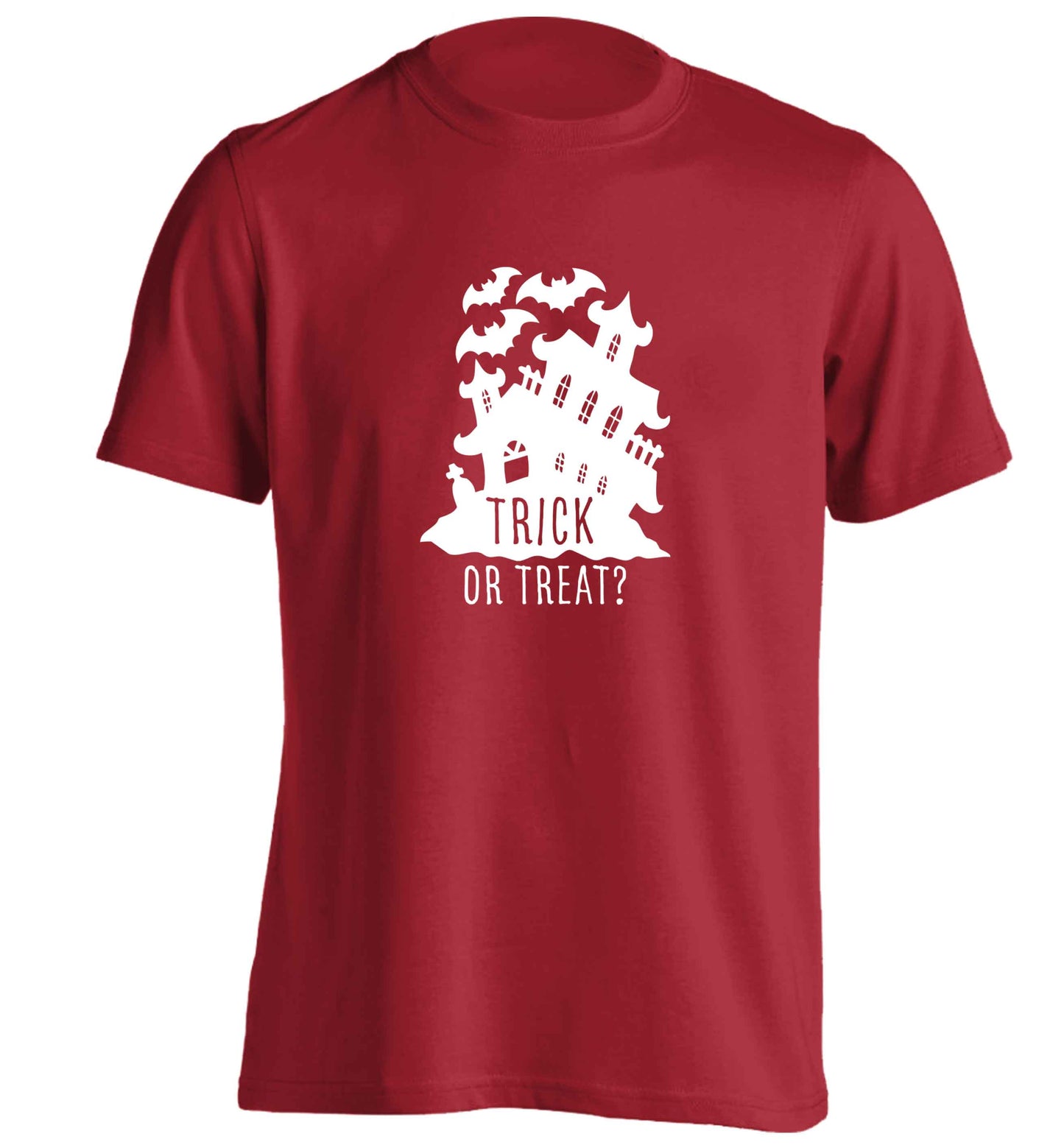 Trick or treat - haunted house adults unisex red Tshirt 2XL