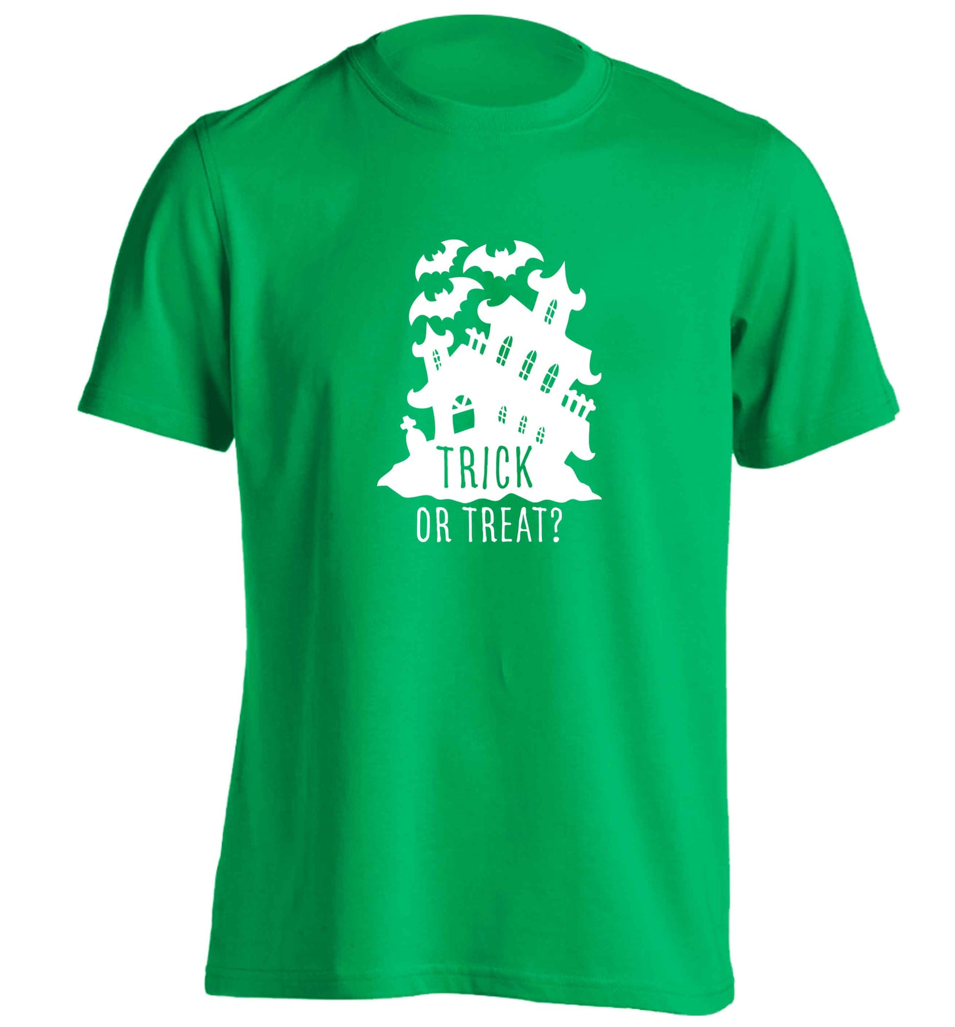 Trick or treat - haunted house adults unisex green Tshirt 2XL