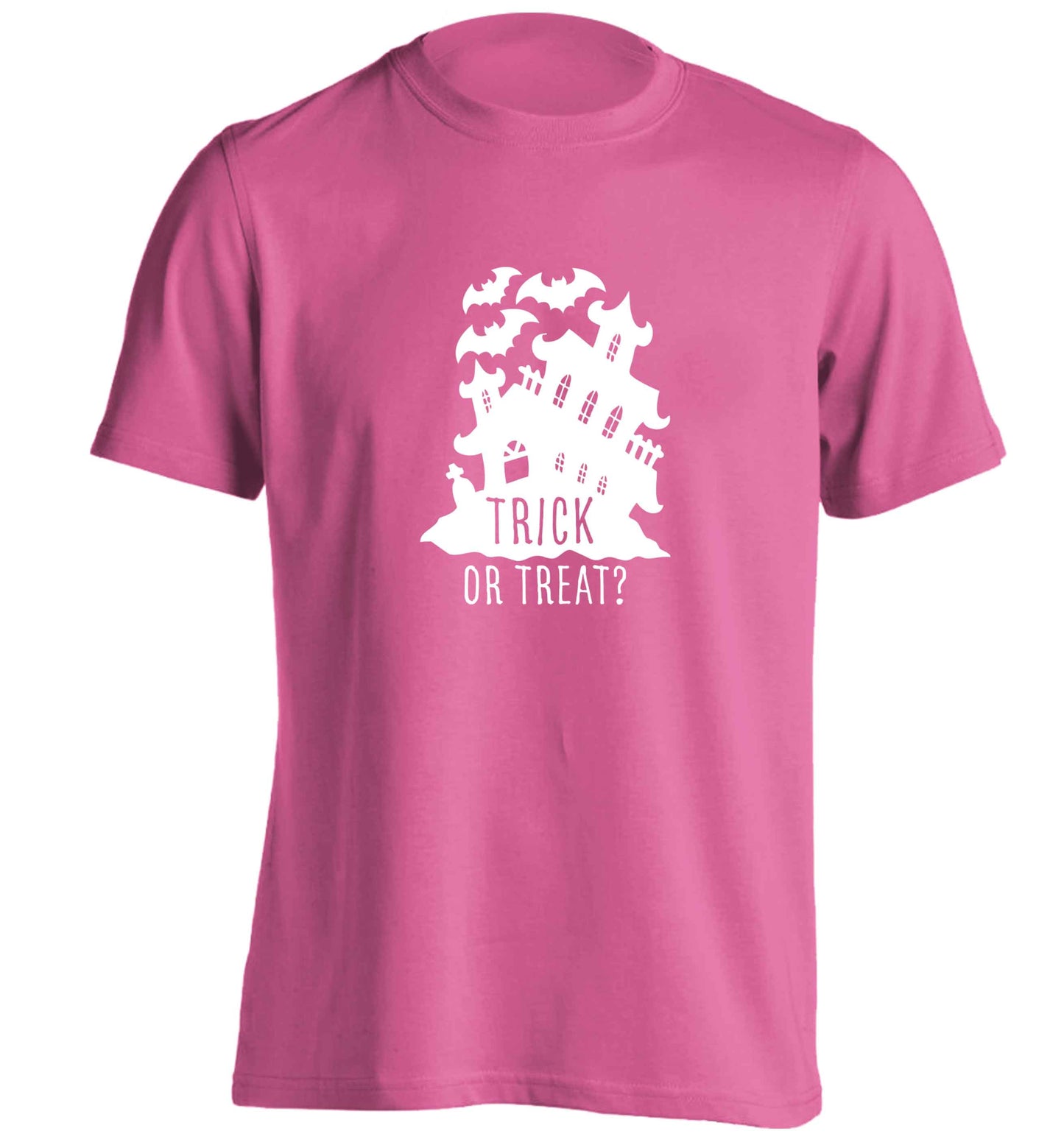 Trick or treat - haunted house adults unisex pink Tshirt 2XL