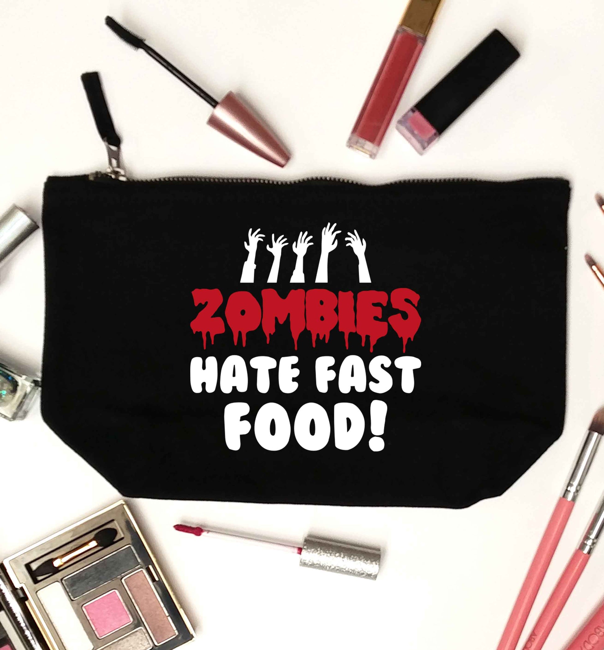 Zombies hate fast food black makeup bag
