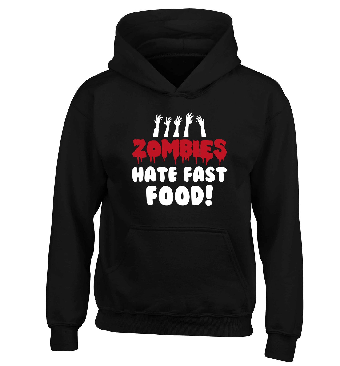 Zombies hate fast food children's black hoodie 12-13 Years