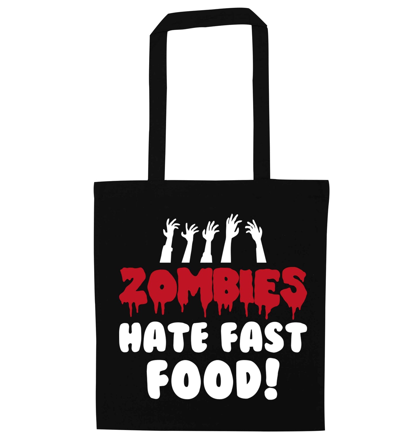 Zombies hate fast food black tote bag