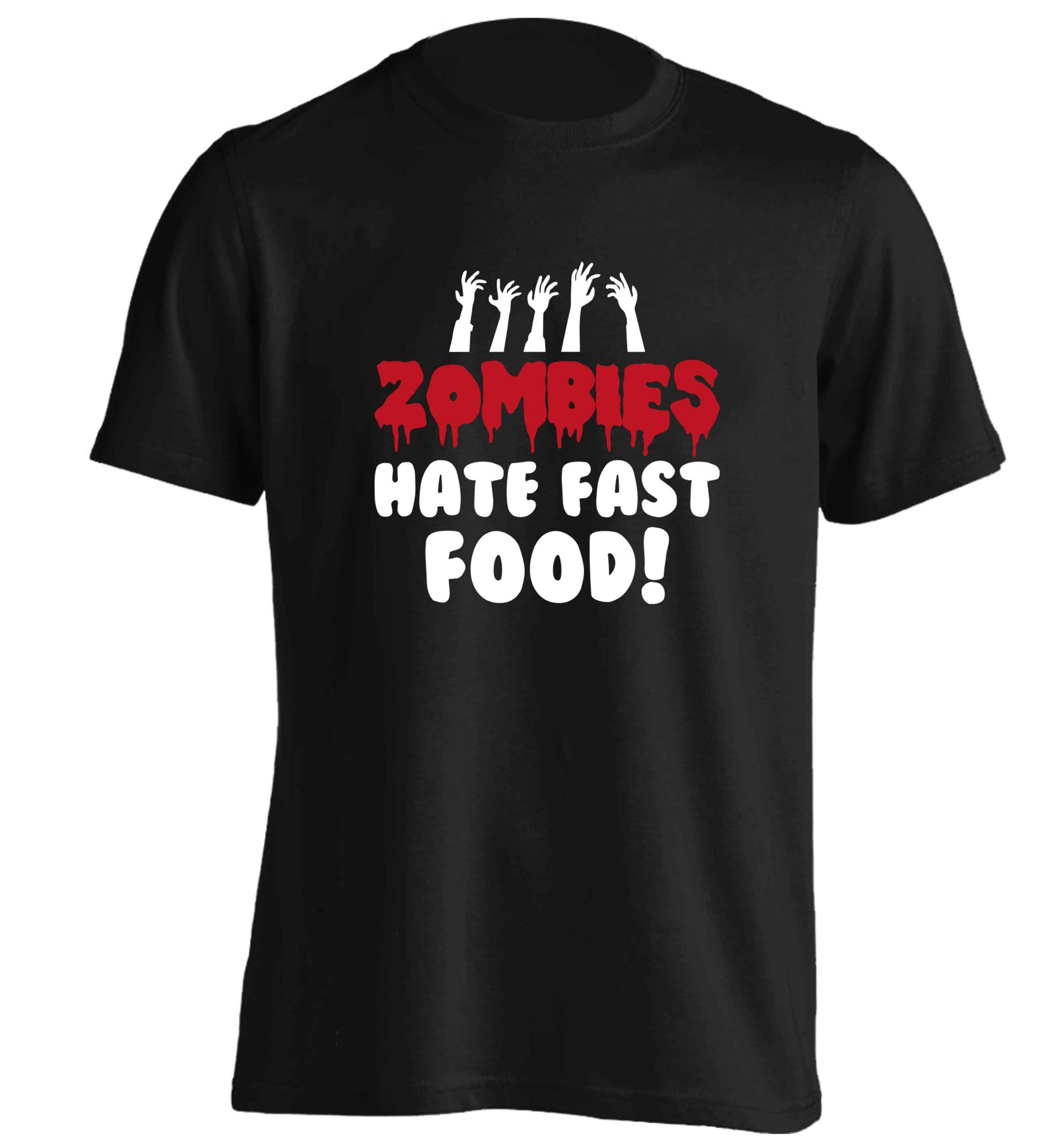 Zombies hate fast food adults unisex black Tshirt 2XL