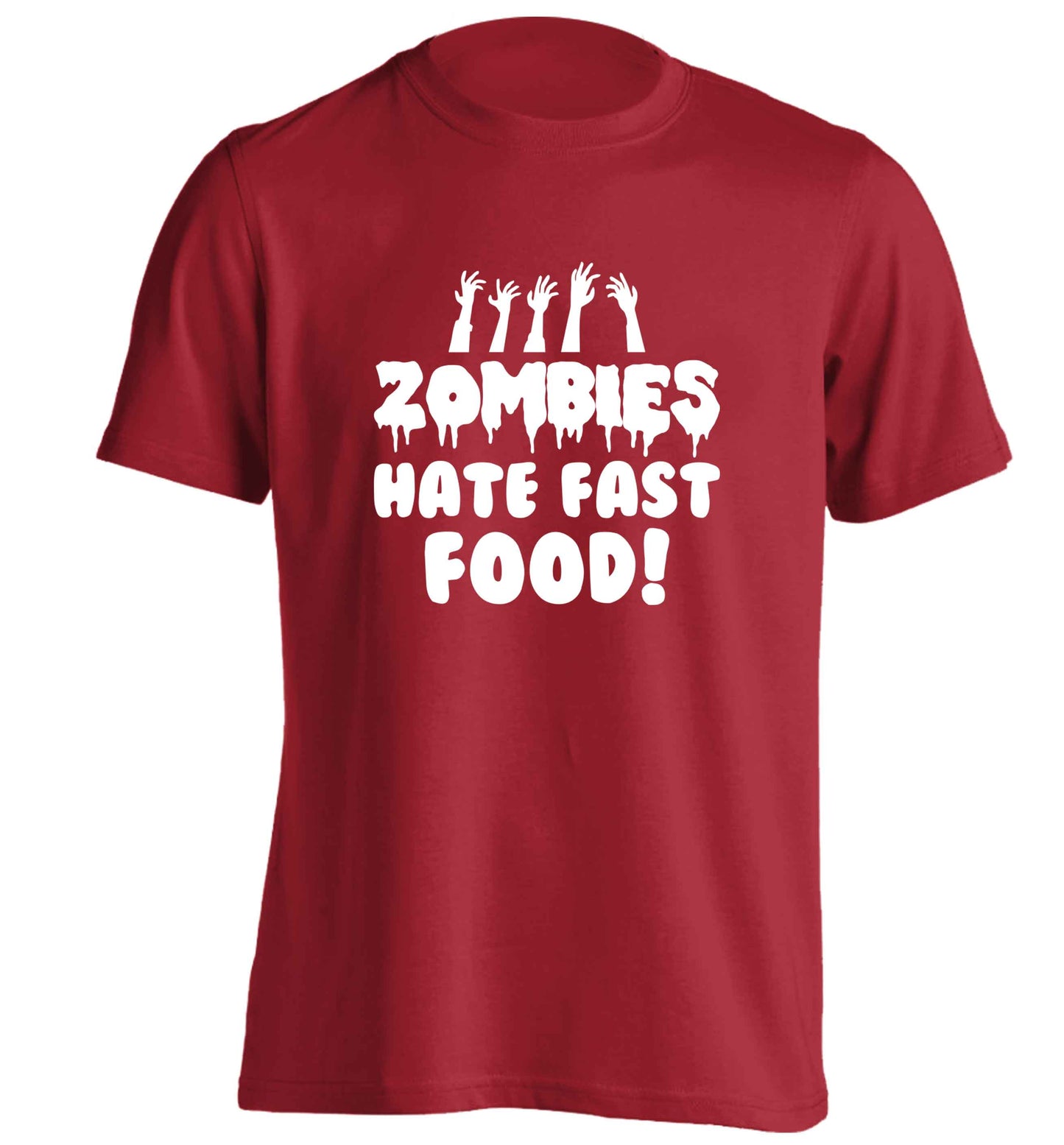Zombies hate fast food adults unisex red Tshirt 2XL