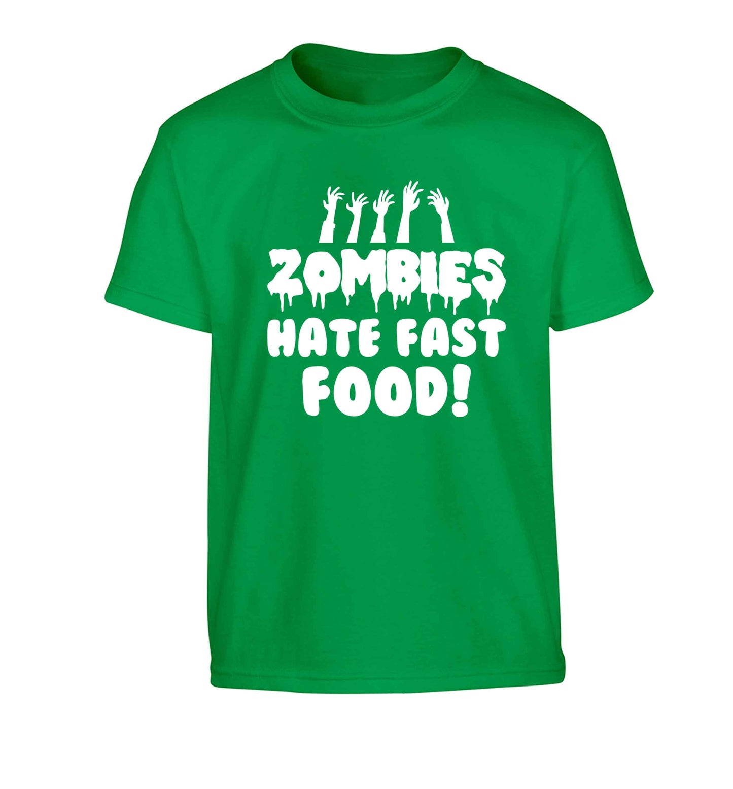 Zombies hate fast food Children's green Tshirt 12-13 Years