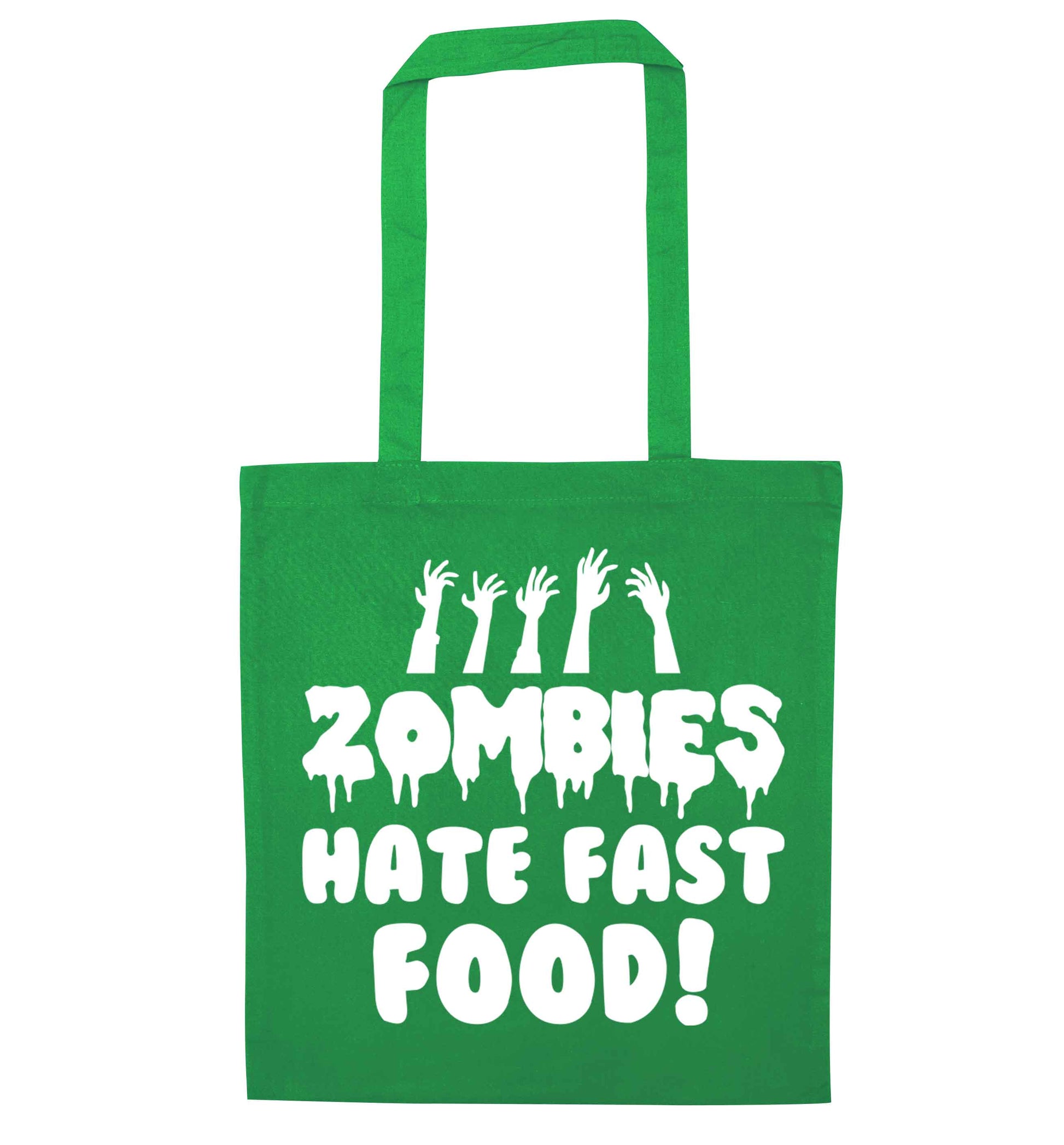 Zombies hate fast food green tote bag