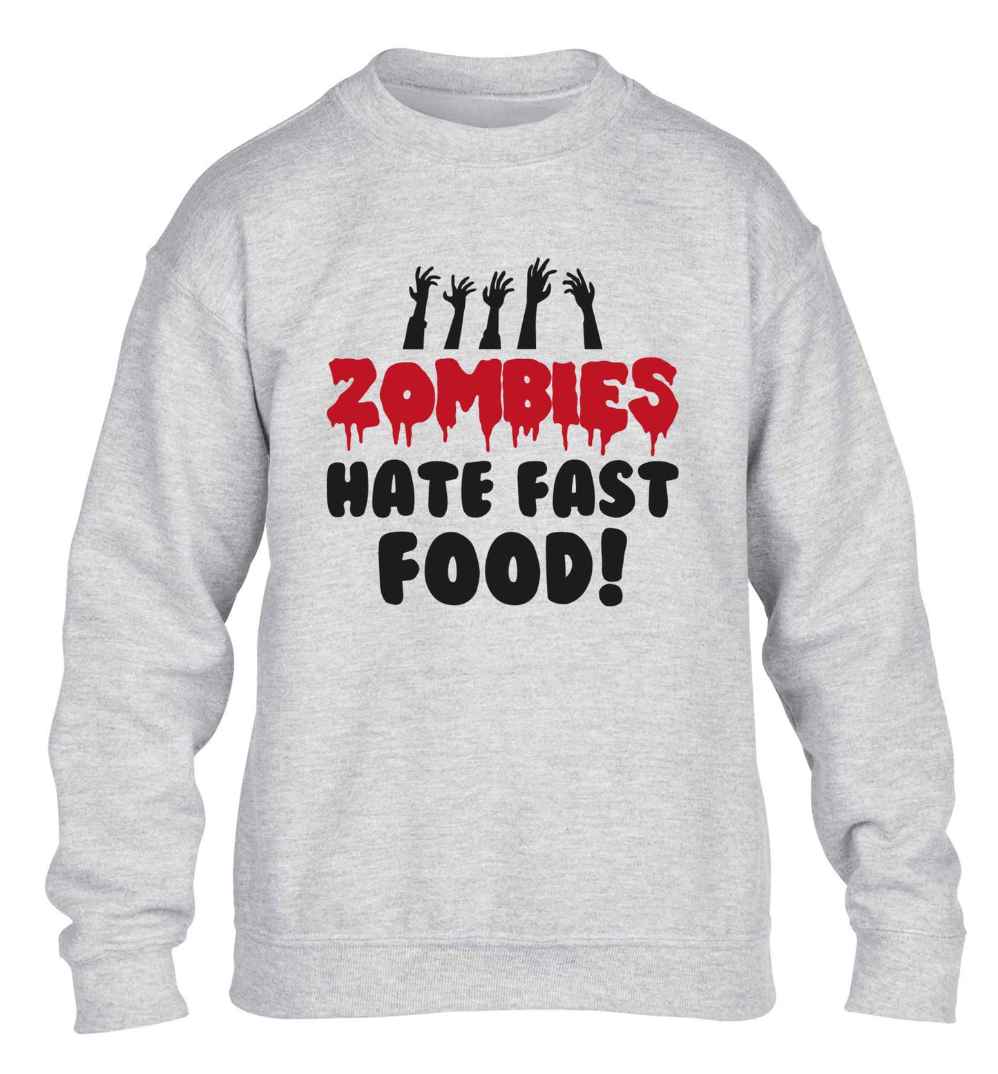 Zombies hate fast food children's grey sweater 12-13 Years