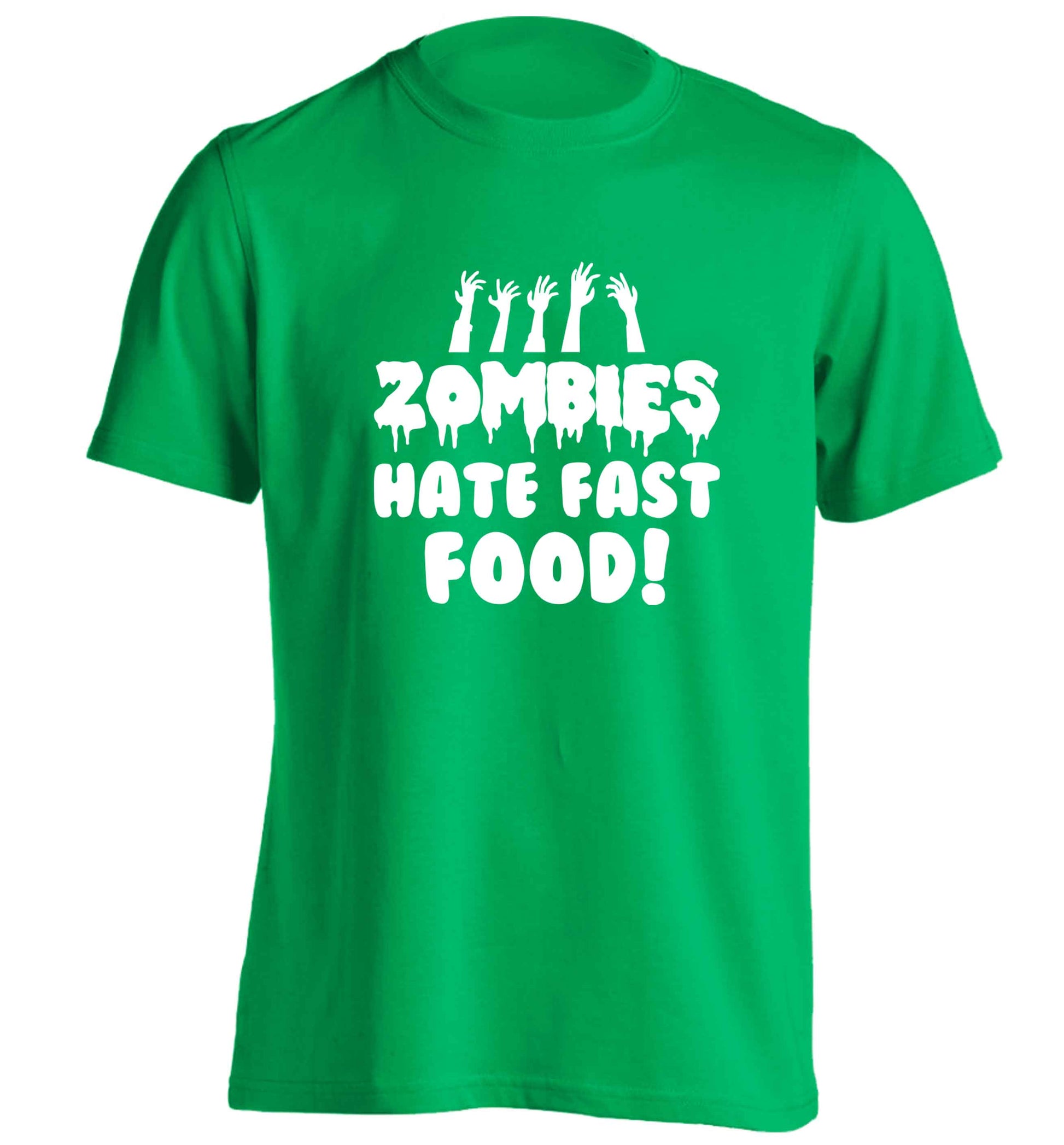 Zombies hate fast food adults unisex green Tshirt 2XL