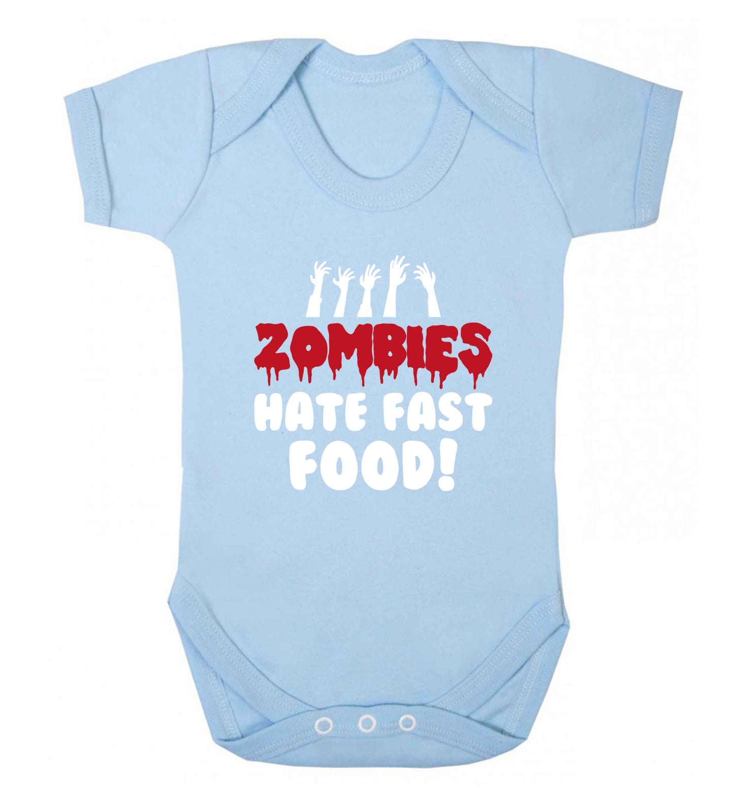 Zombies hate fast food baby vest pale blue 18-24 months