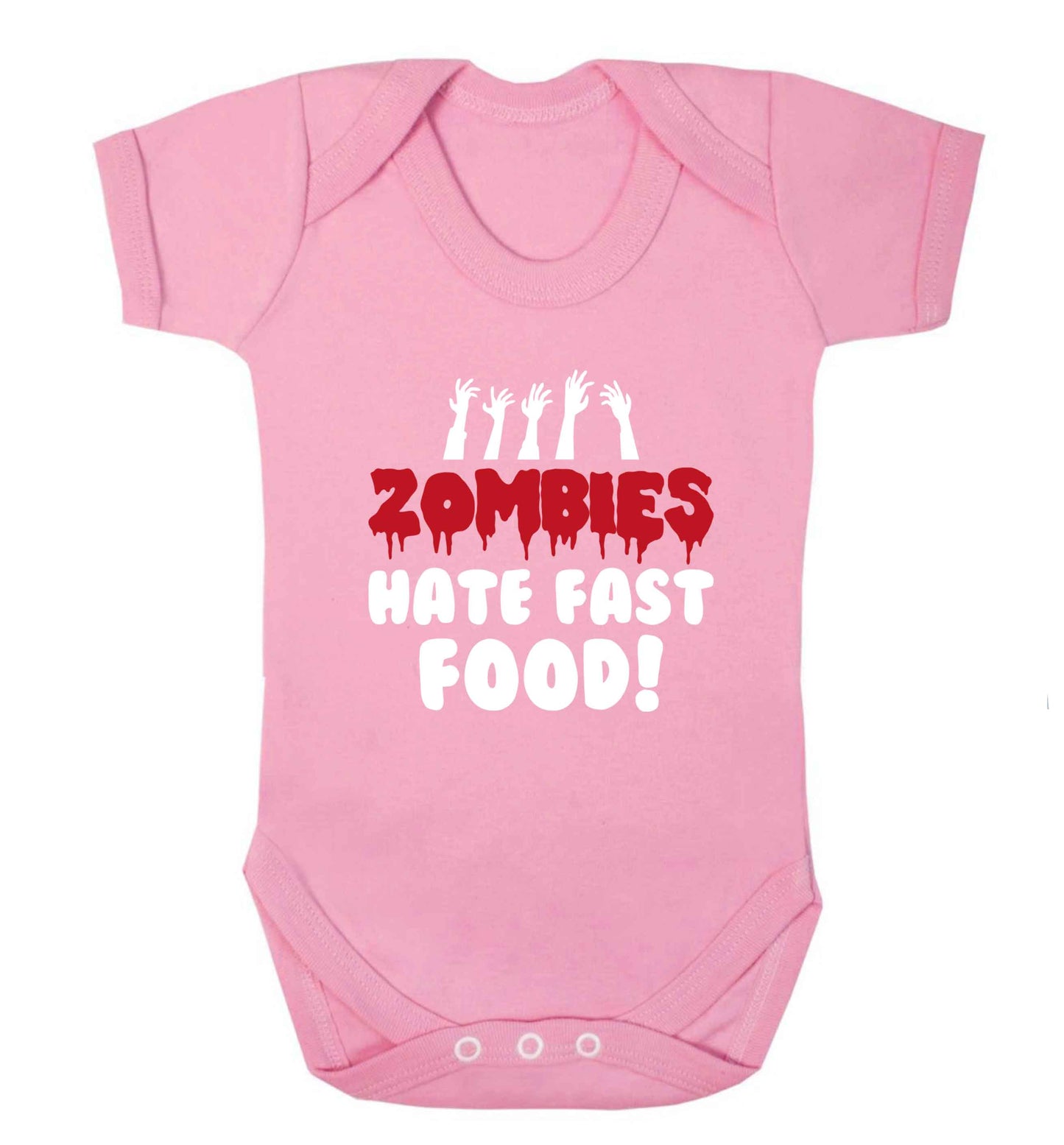 Zombies hate fast food baby vest pale pink 18-24 months