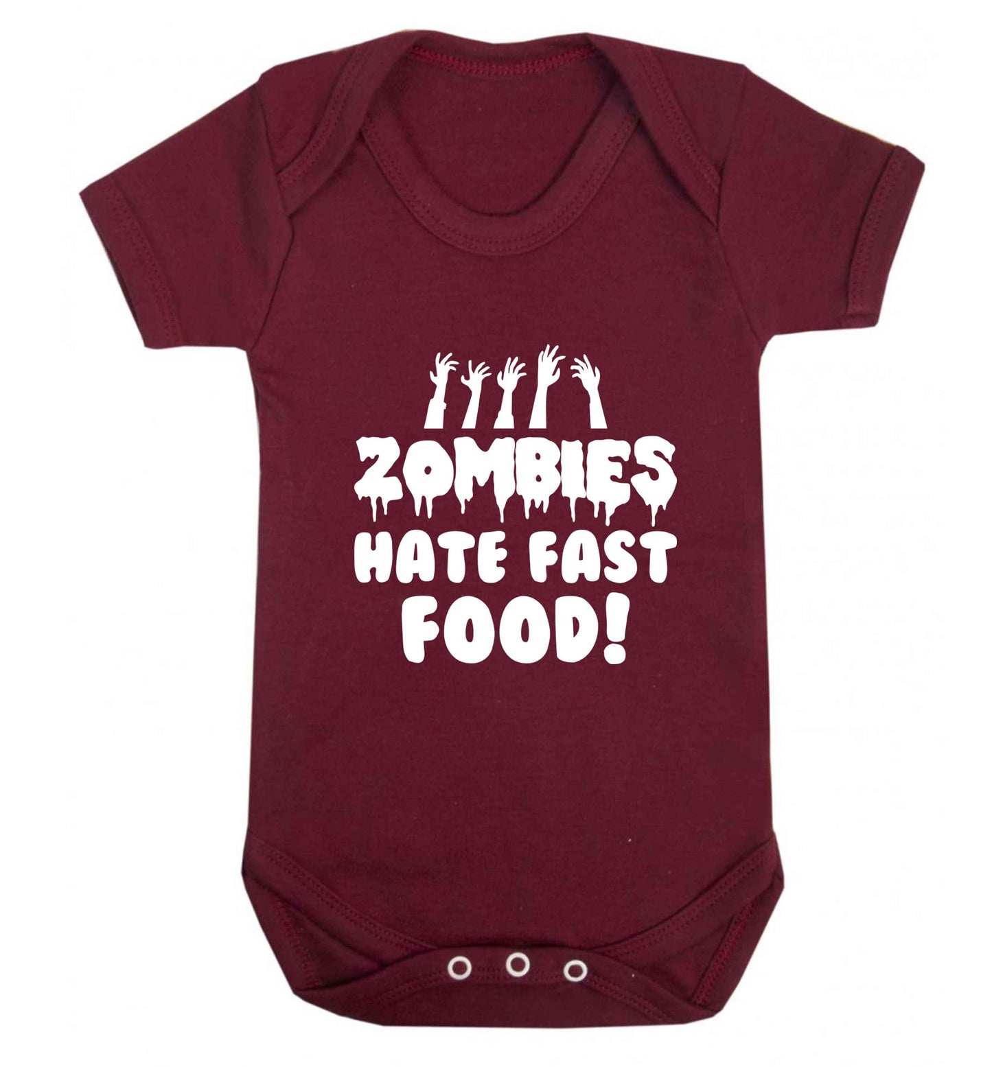 Zombies hate fast food baby vest maroon 18-24 months