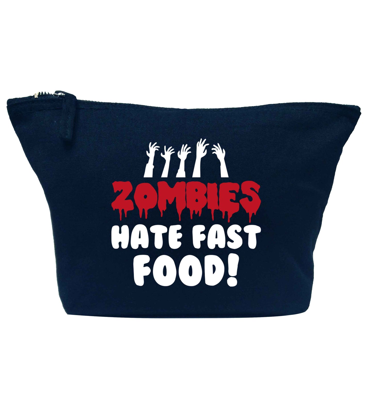 Zombies hate fast food navy makeup bag