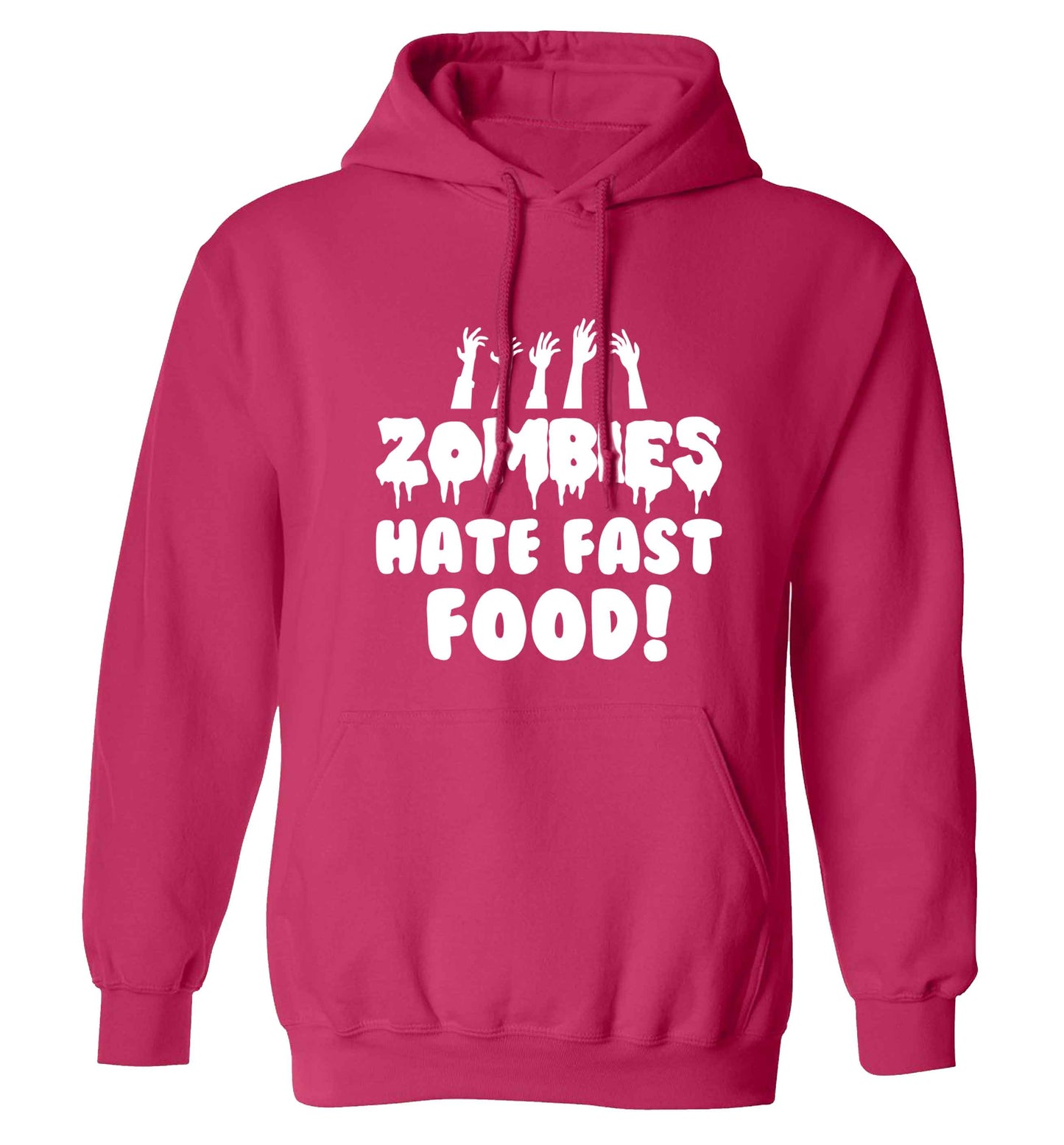 Zombies hate fast food adults unisex pink hoodie 2XL