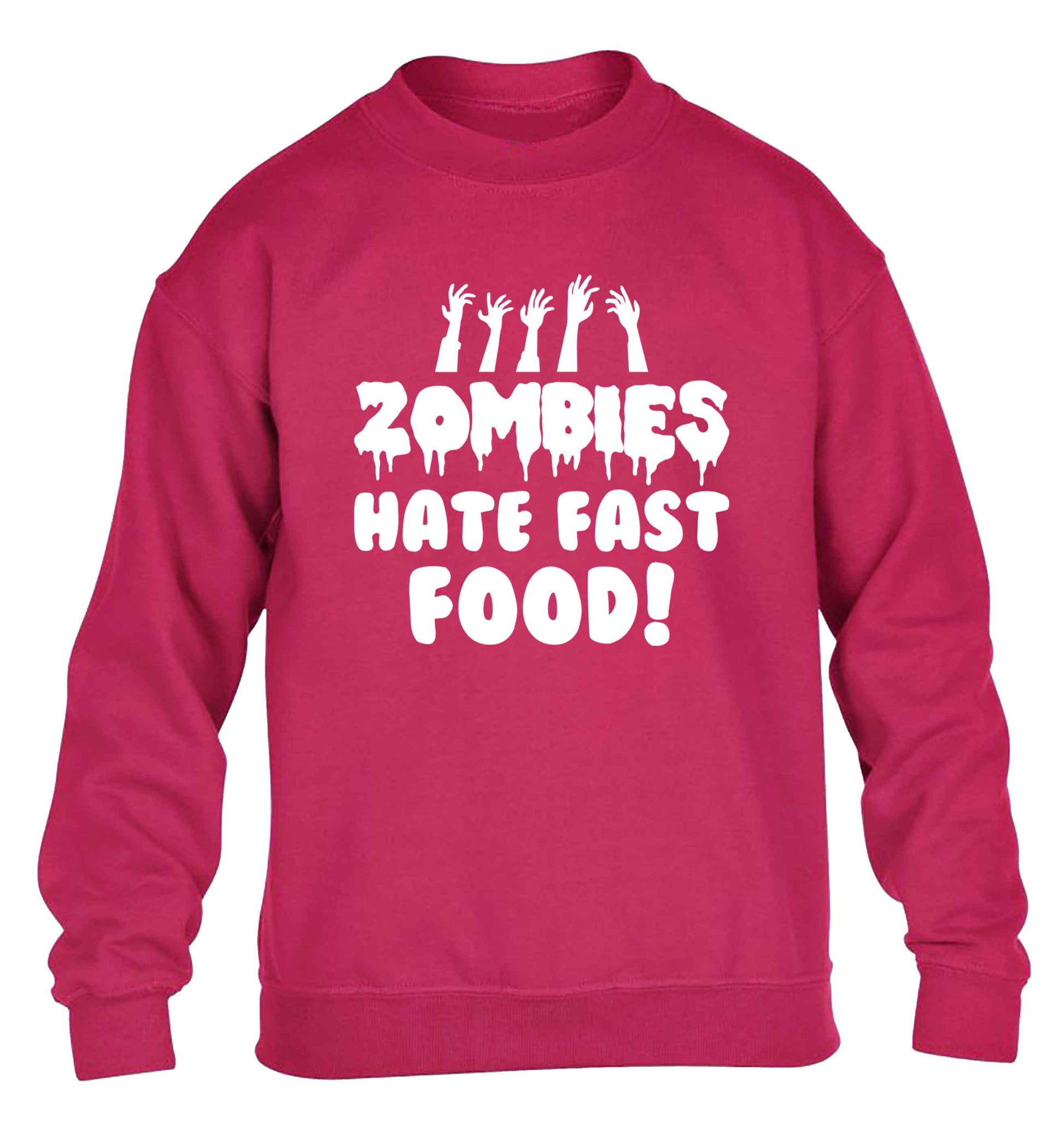 Zombies hate fast food children's pink sweater 12-13 Years