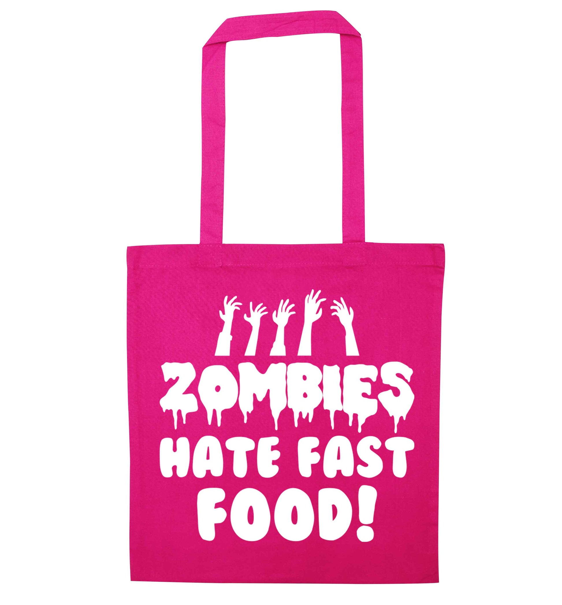 Zombies hate fast food pink tote bag