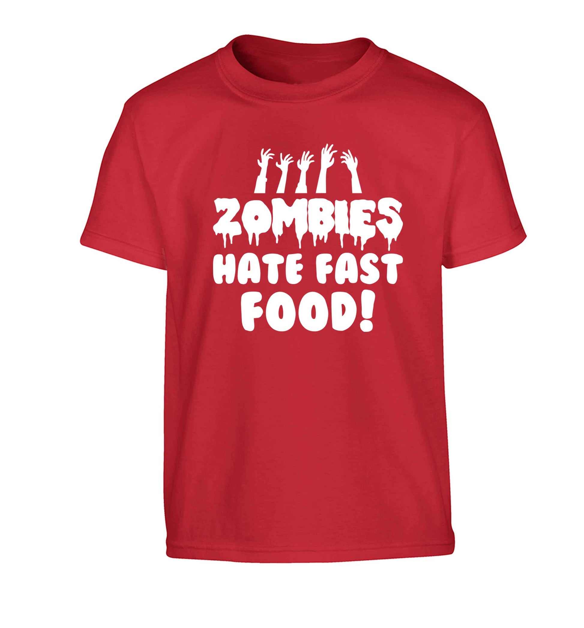 Zombies hate fast food Children's red Tshirt 12-13 Years