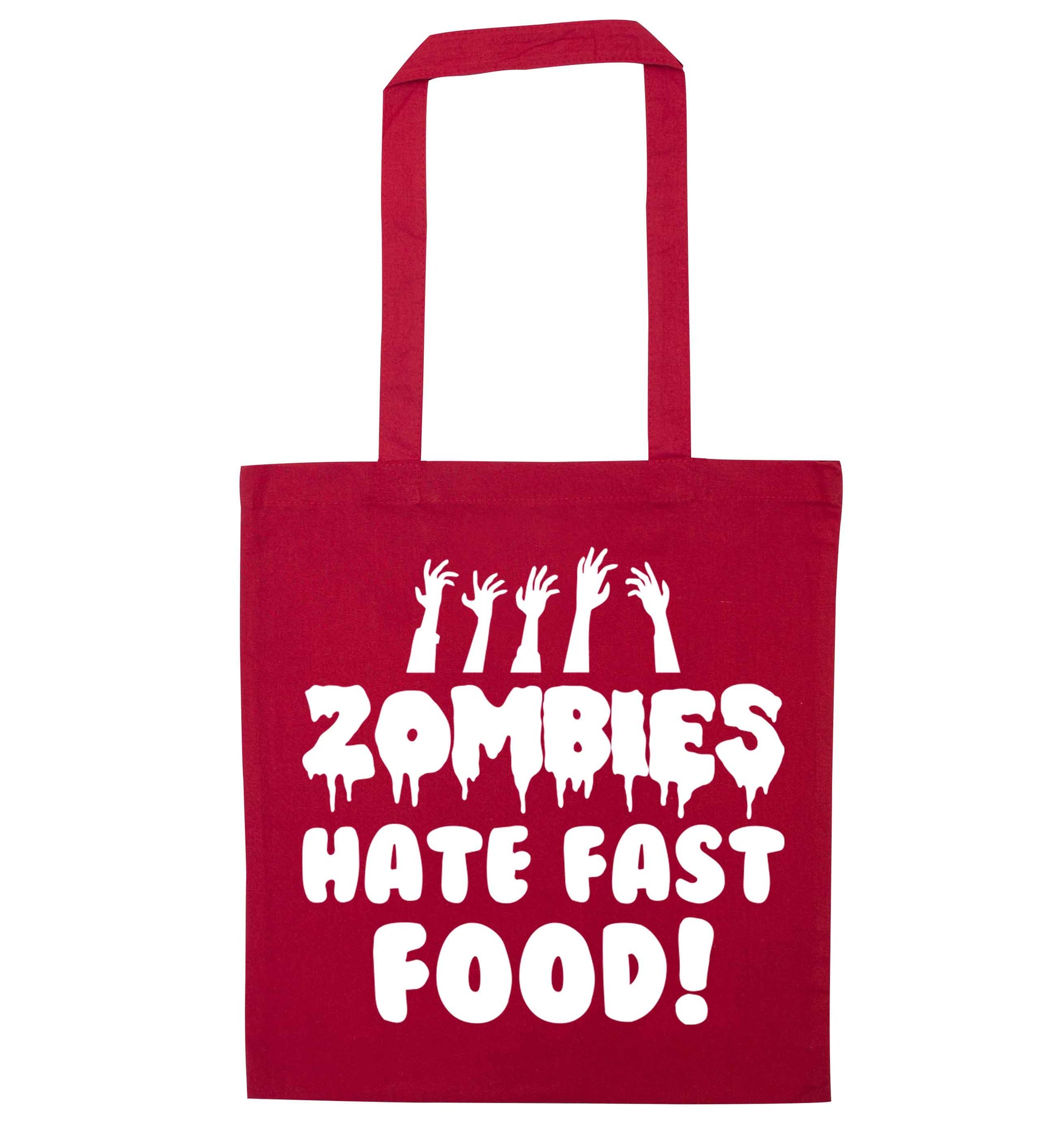 Zombies hate fast food red tote bag