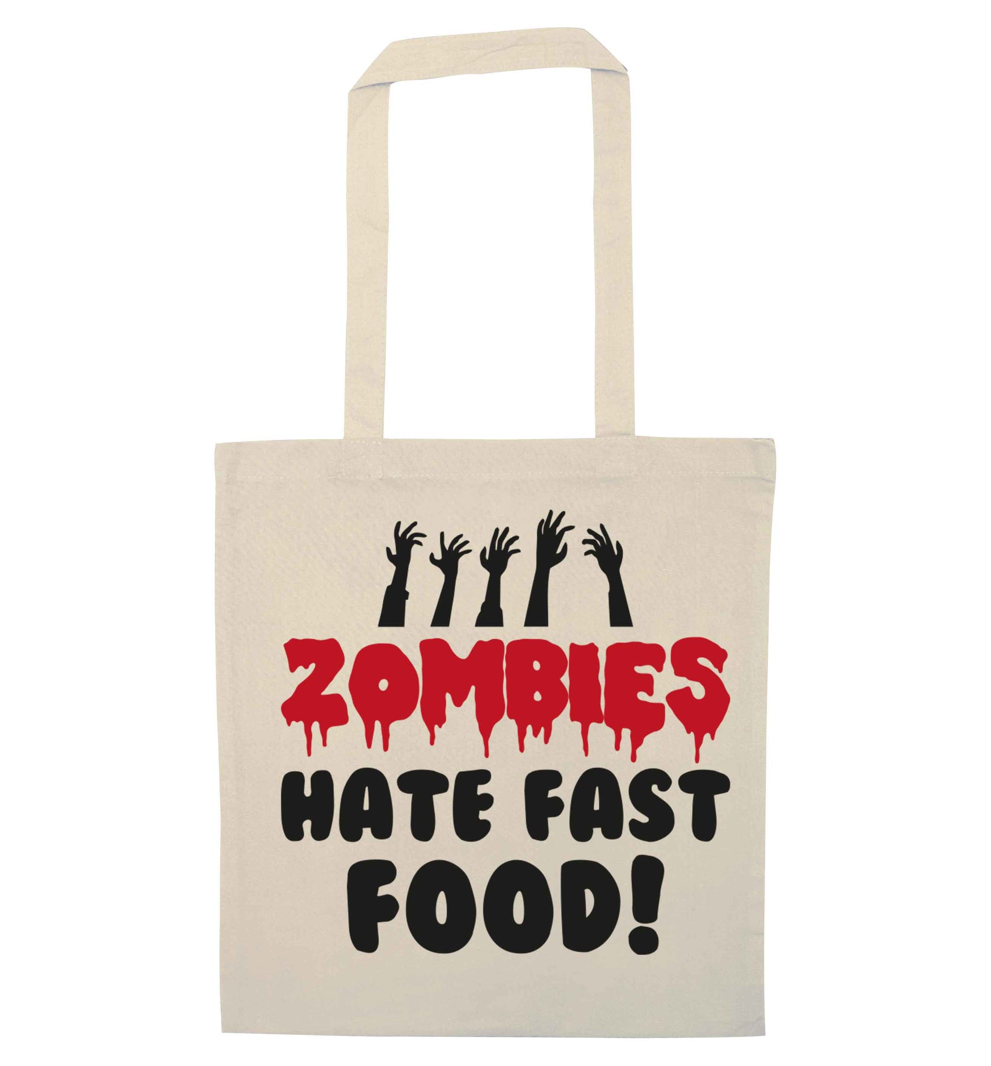 Zombies hate fast food natural tote bag