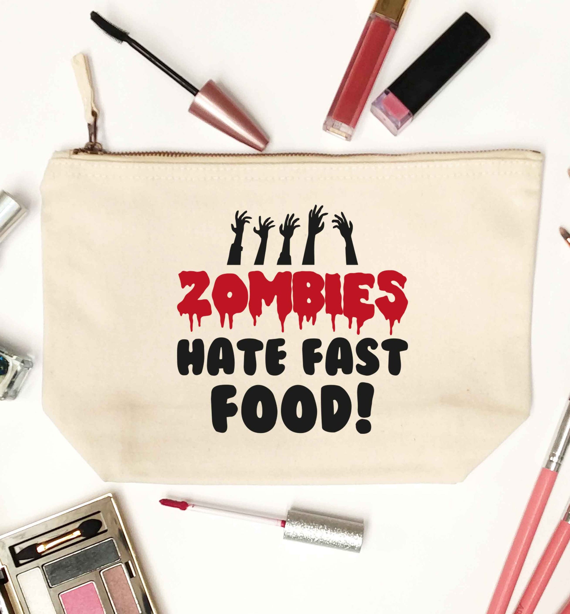 Zombies hate fast food natural makeup bag