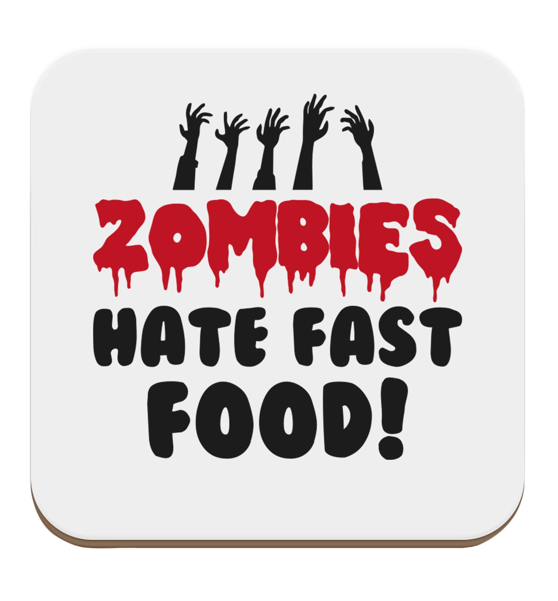 Zombies hate fast food set of four coasters