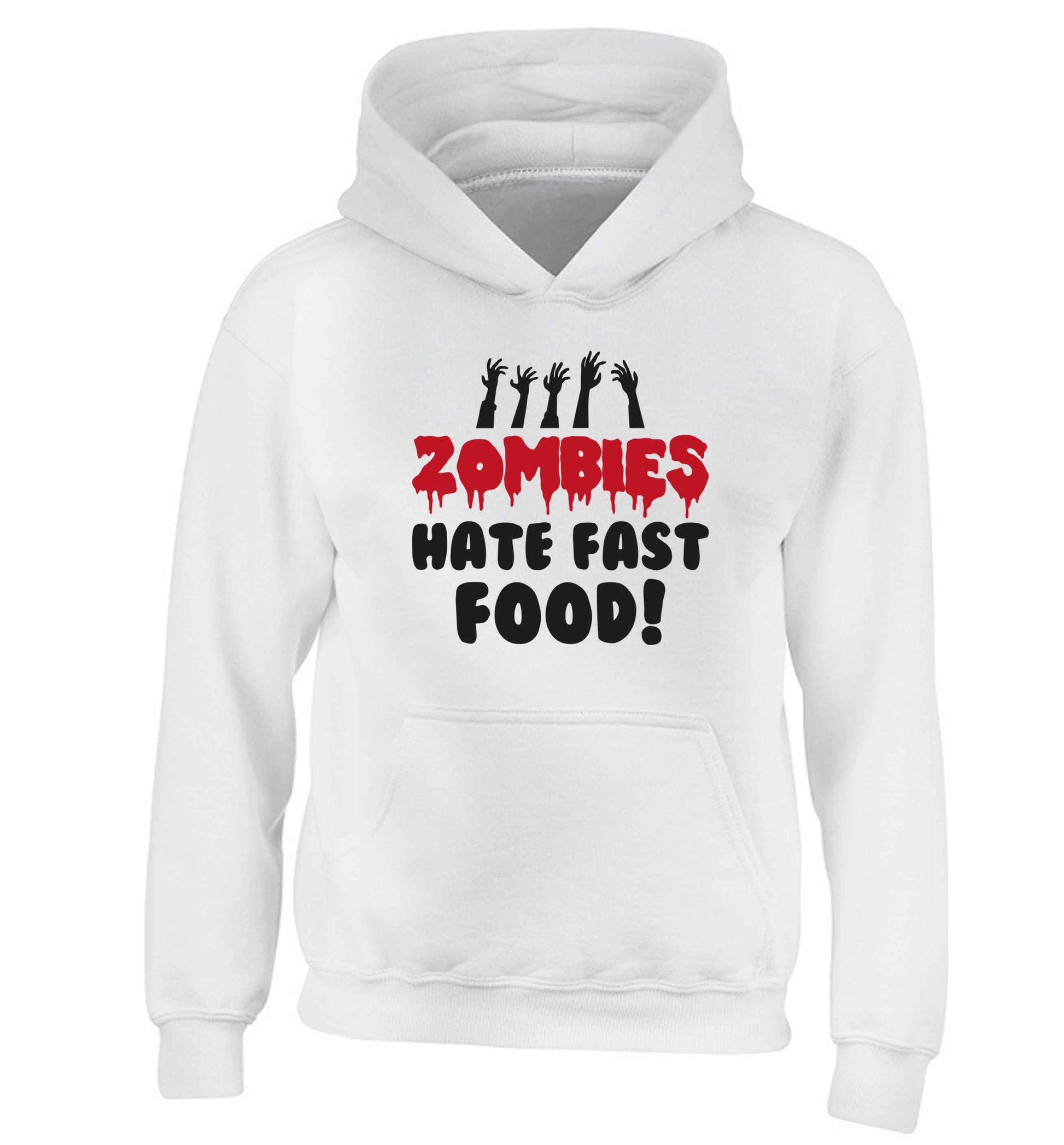 Zombies hate fast food children's white hoodie 12-13 Years