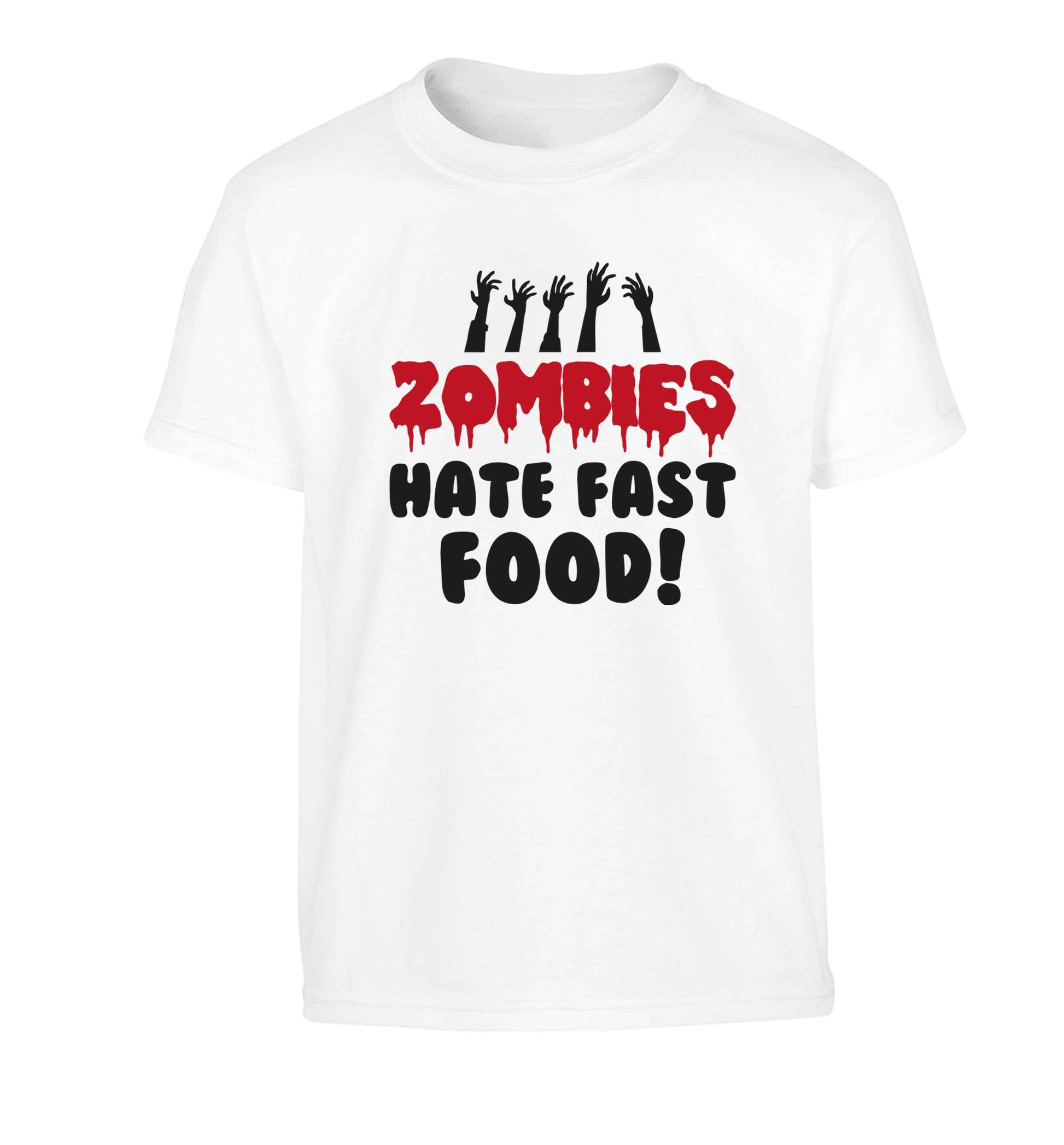 Zombies hate fast food Children's white Tshirt 12-13 Years