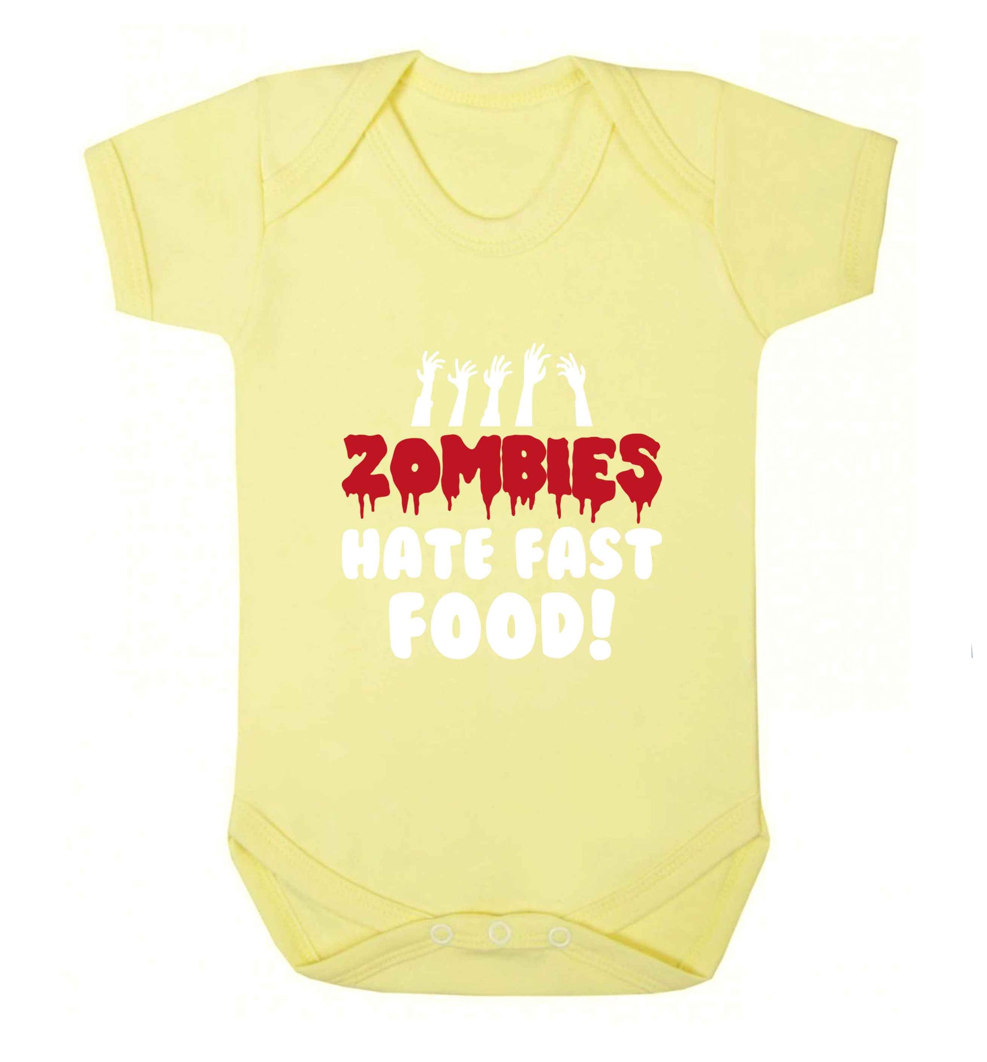 Zombies hate fast food baby vest pale yellow 18-24 months