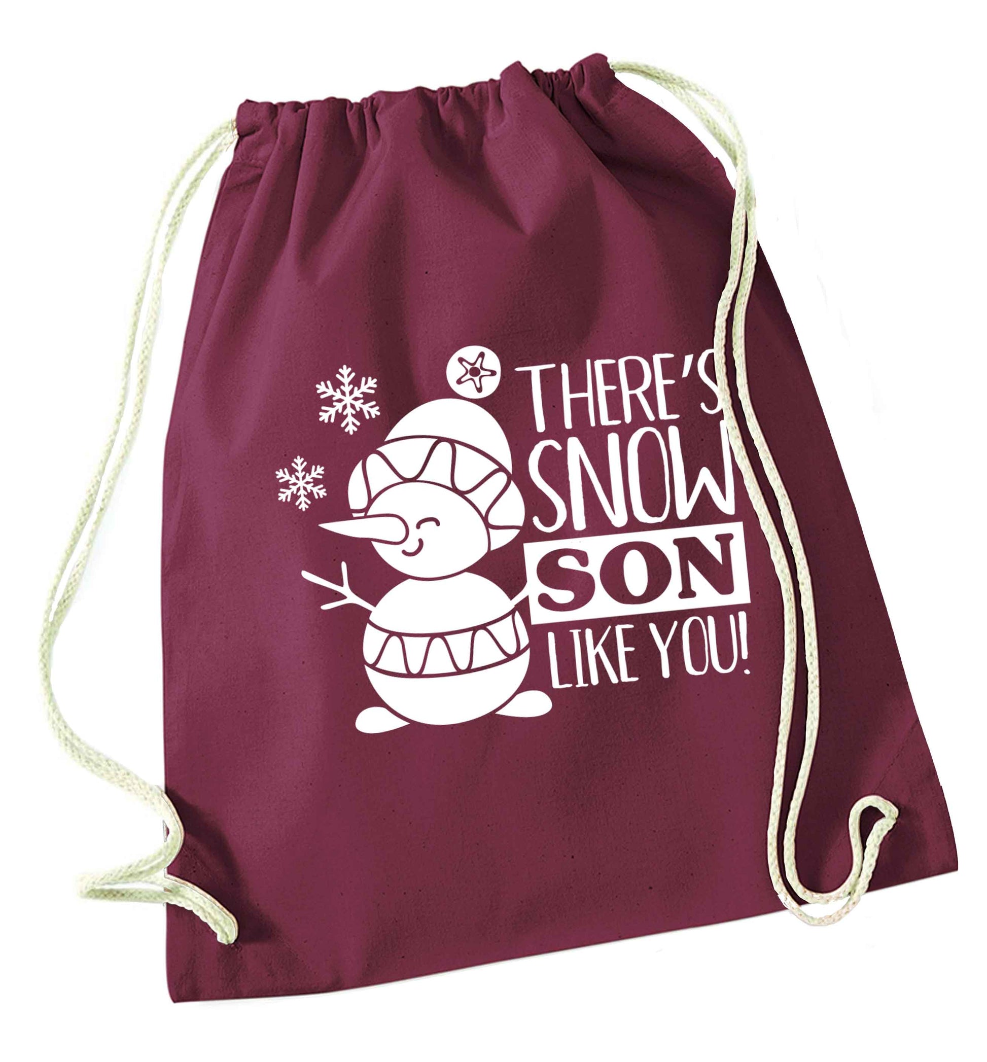 There's snow son like you maroon drawstring bag