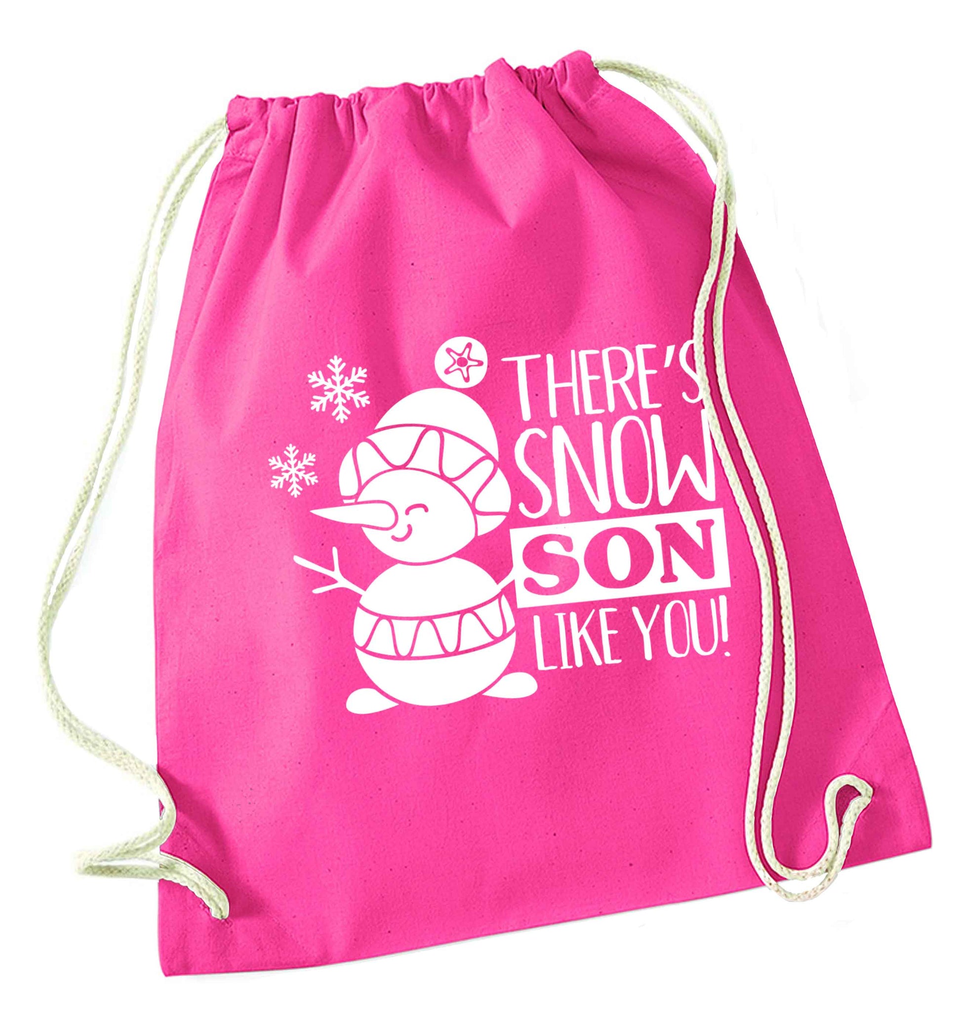 There's snow son like you pink drawstring bag