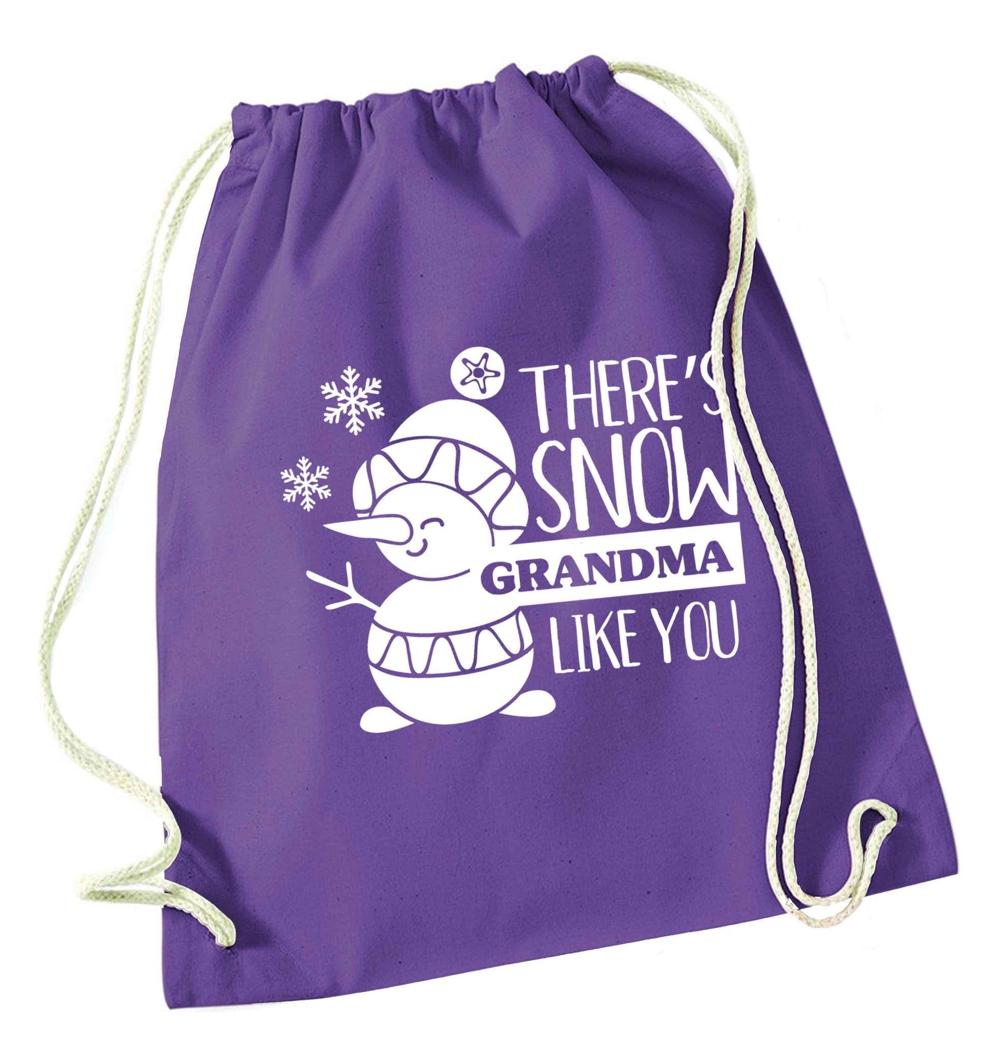 There's snow grandma like you purple drawstring bag