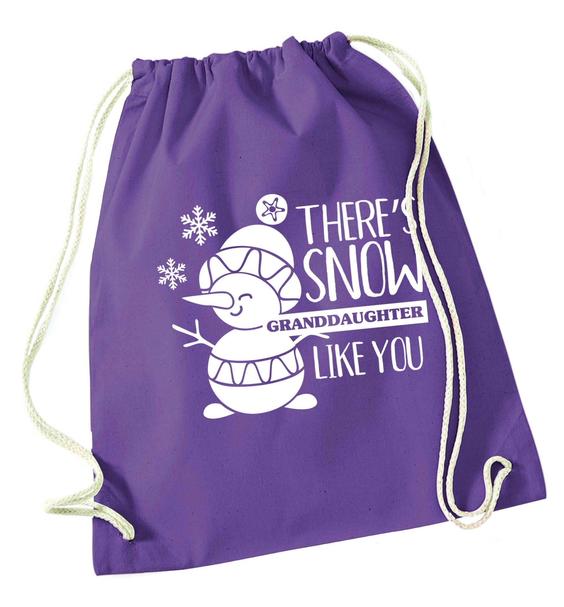 There's snow granddaughter like you purple drawstring bag