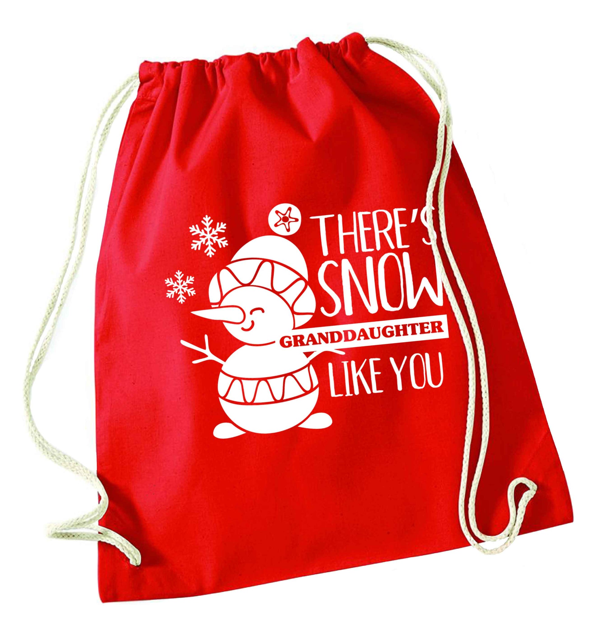 There's snow granddaughter like you red drawstring bag 