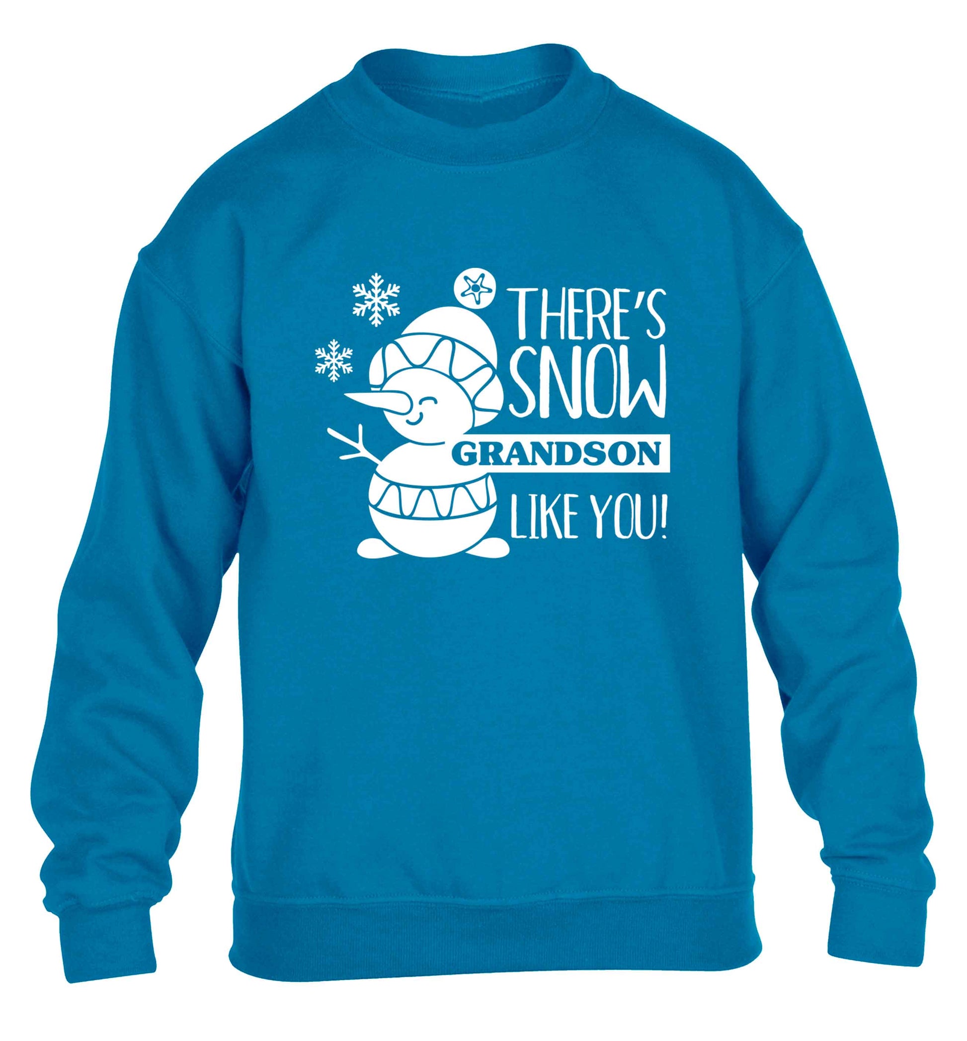 There's snow grandson like you children's blue sweater 12-13 Years