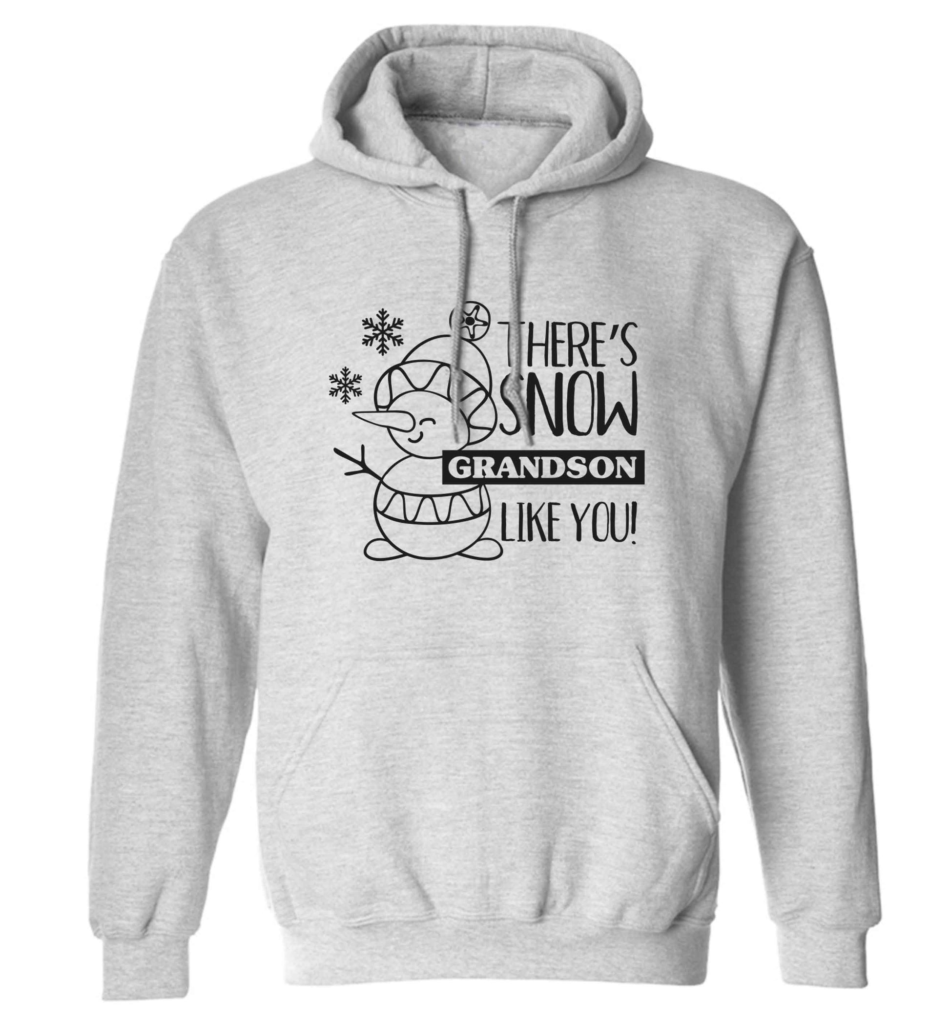 There's snow grandson like you adults unisex grey hoodie 2XL