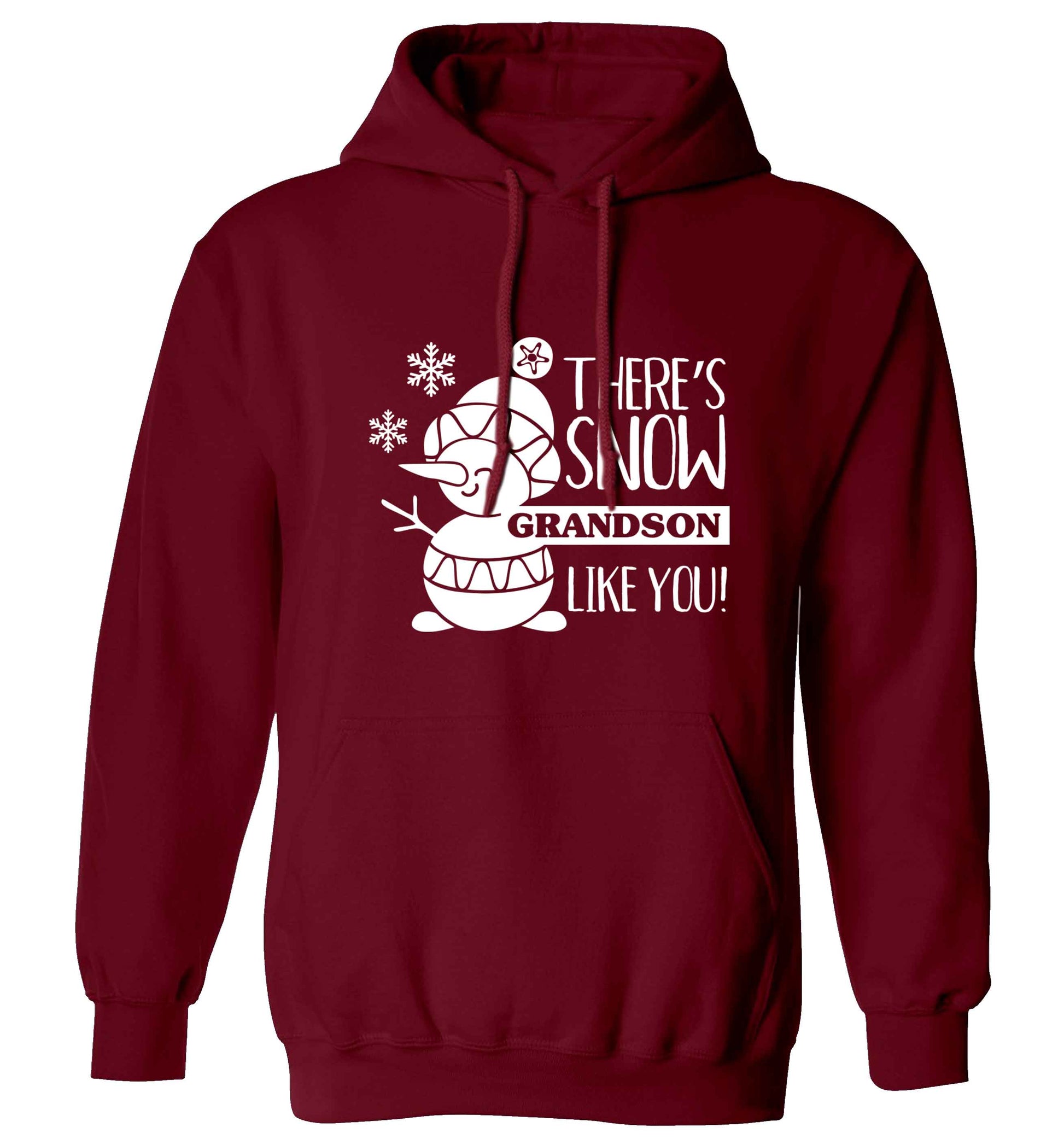 There's snow grandson like you adults unisex maroon hoodie 2XL