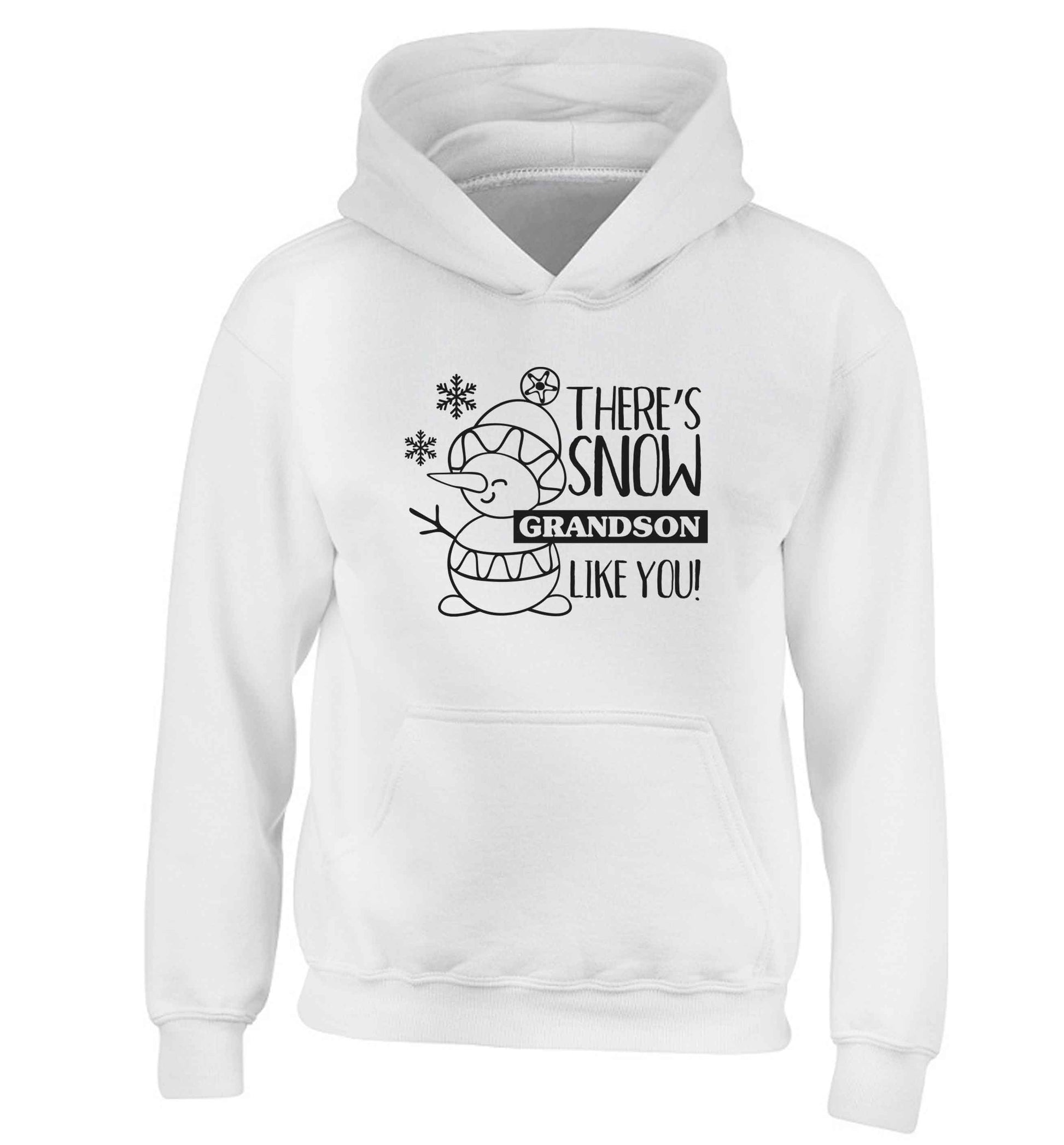 There's snow grandson like you children's white hoodie 12-13 Years