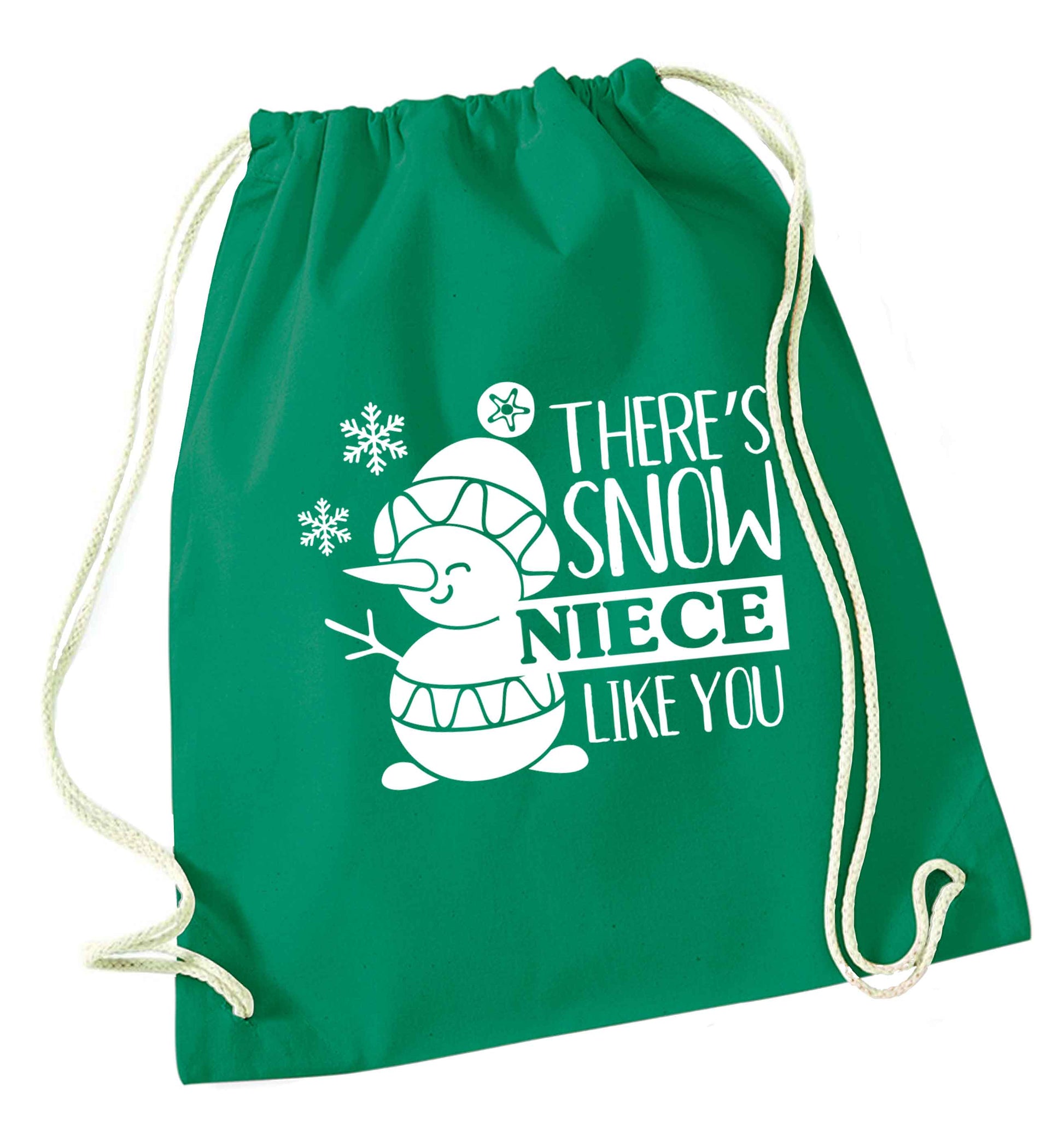 There's snow niece like you green drawstring bag