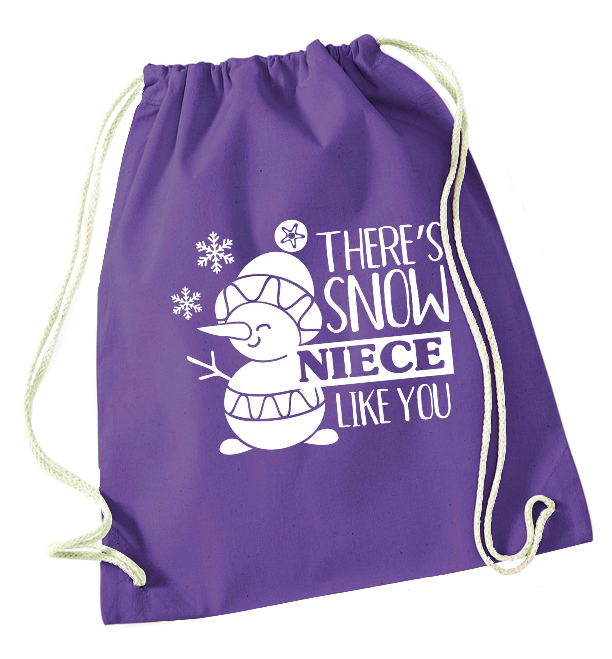 There's snow niece like you purple drawstring bag
