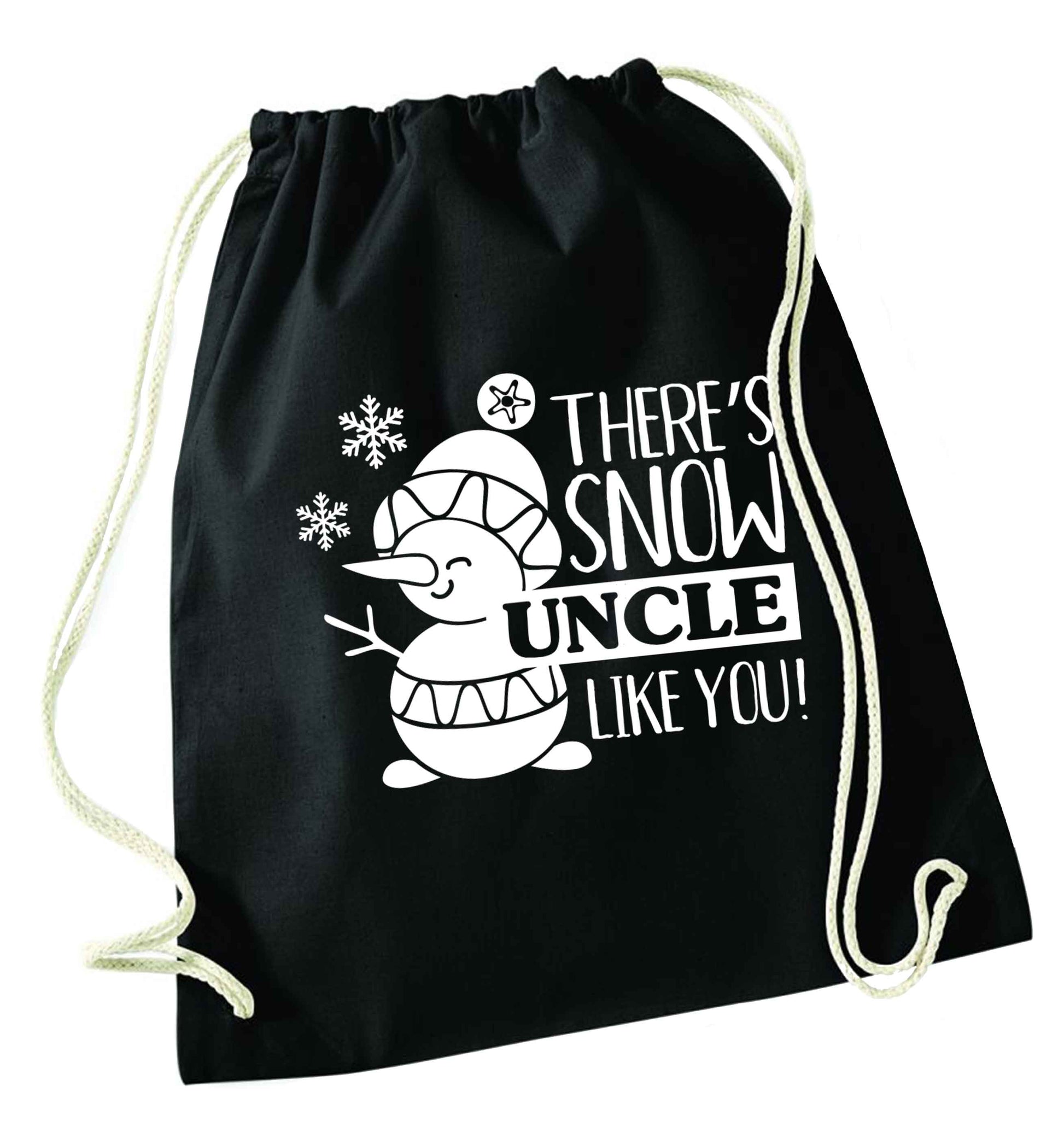 There's snow uncle like you black drawstring bag