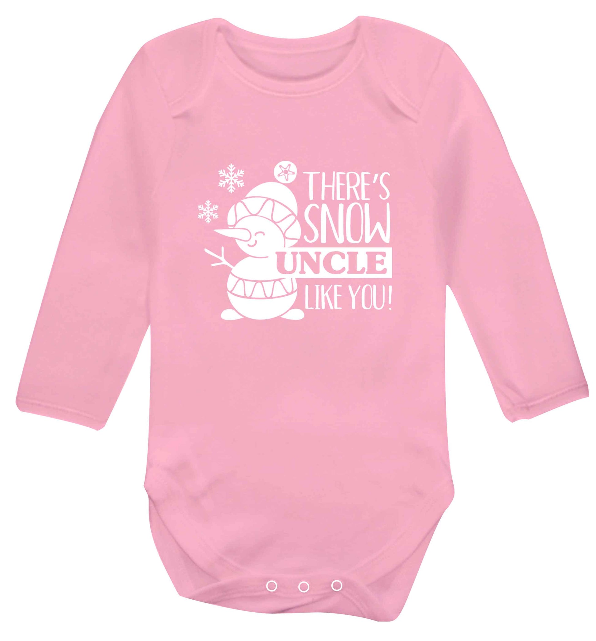 There's snow uncle like you baby vest long sleeved pale pink 6-12 months
